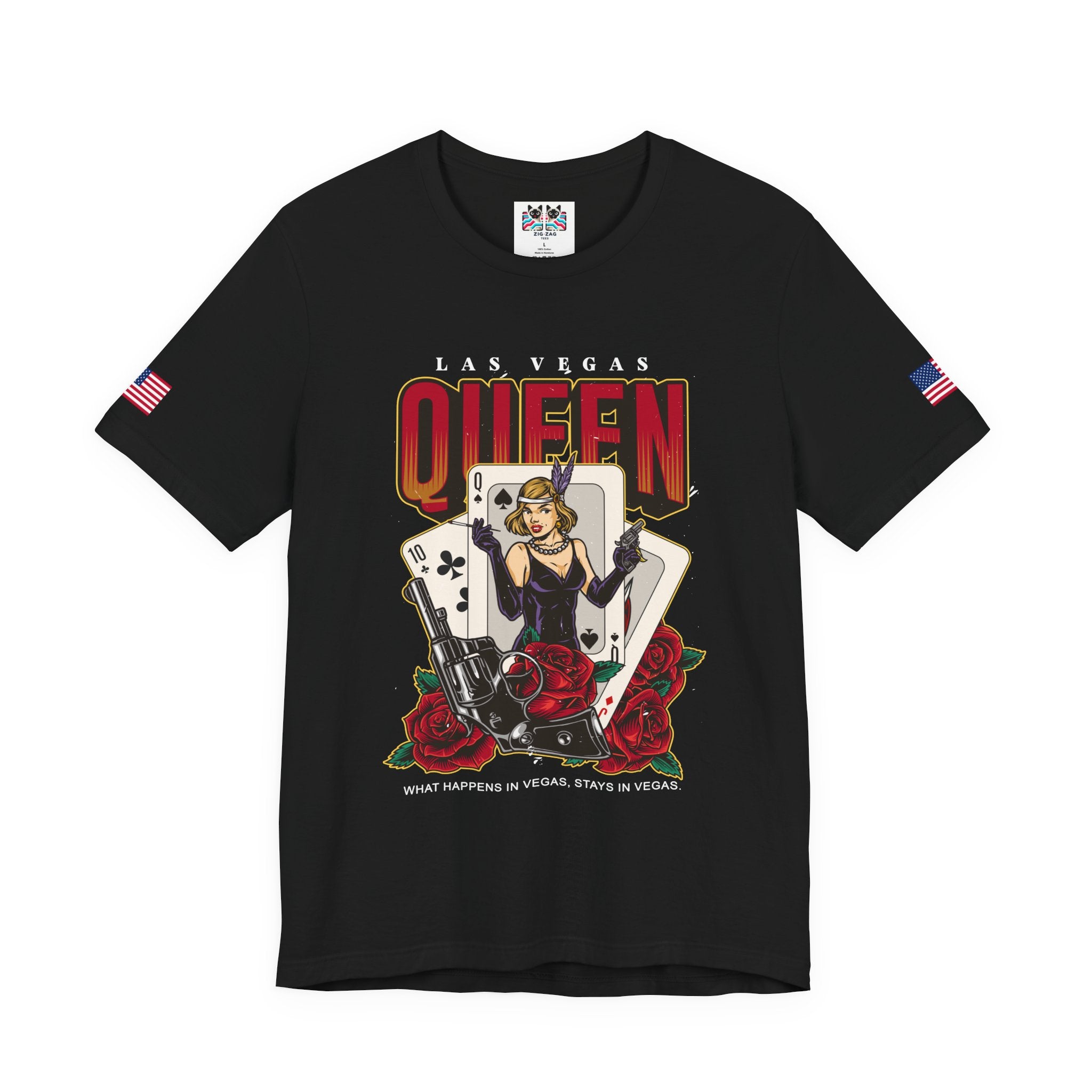 Las Vegas Queen T-Shirt – Gangster Queen of Spades Casino Roses Graphic Tee