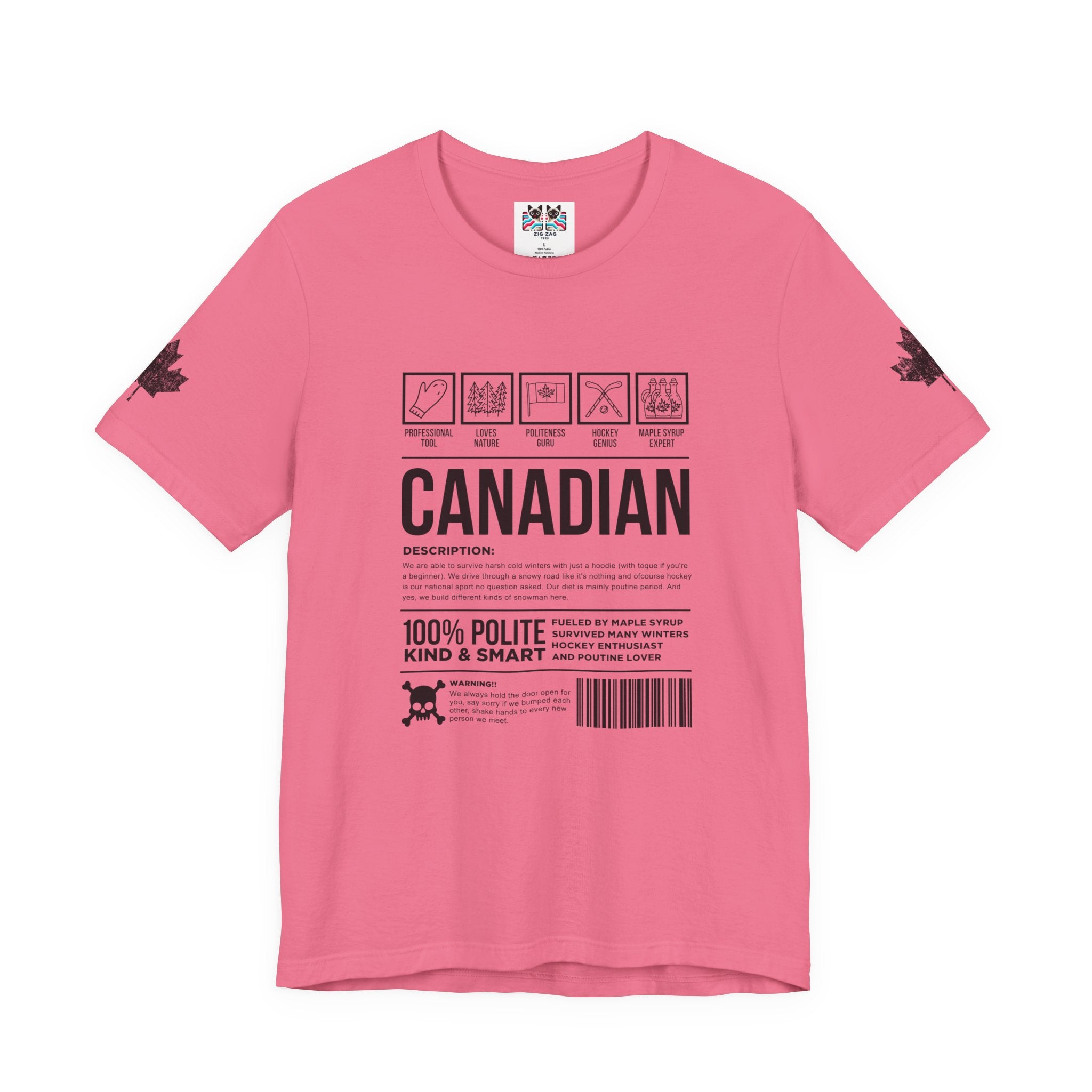 Canadian Traits Nutrition Facts - Black Print T-Shirt