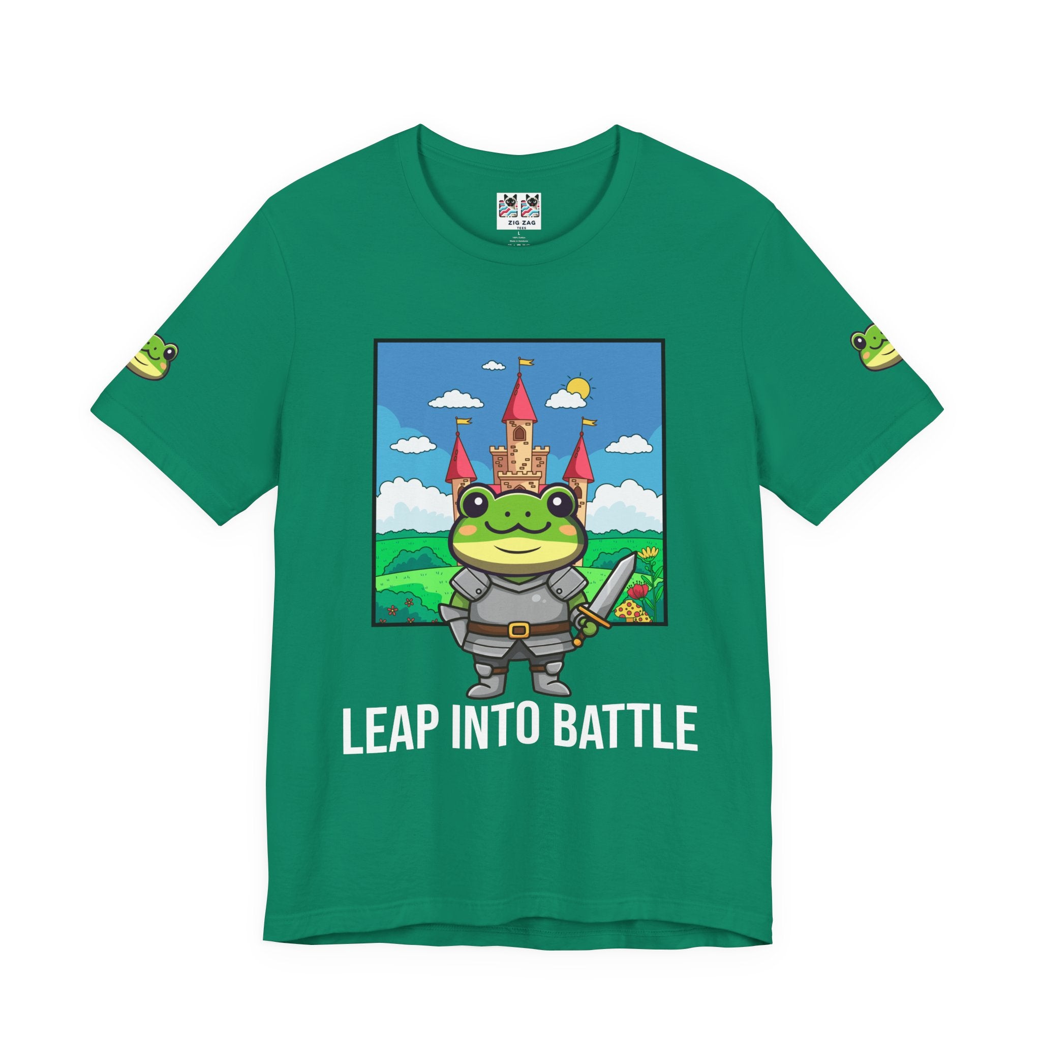 Custom T-Shirt - Knight Frog Castle T-Shirt – Cute Frog Knight Medieval Fantasy Graphic Tee