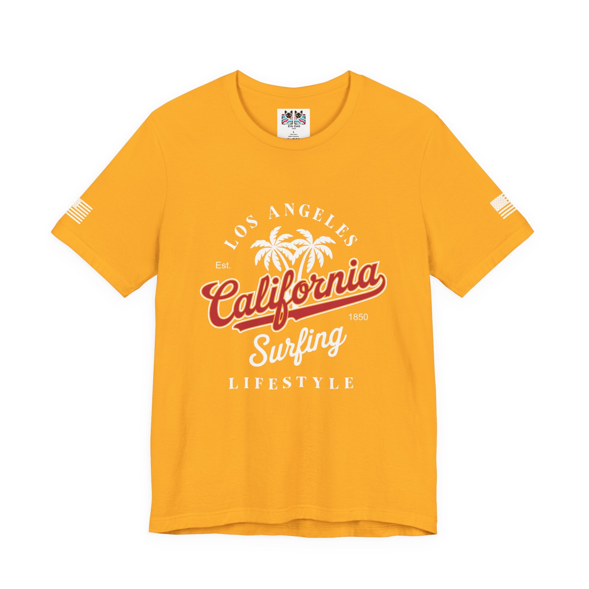 Los Angeles California Surfing Lifestyle T-Shirt – EST 1850 Palm Tree Beach Tee