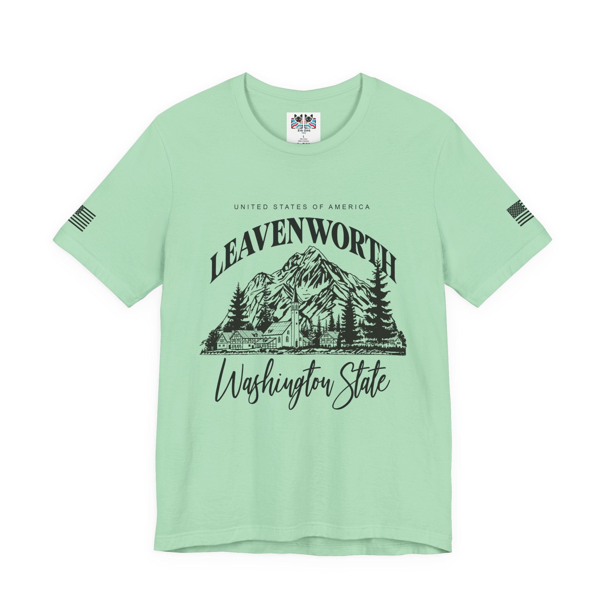 Leavenworth Washington State Bavarian Village Mountain Graphic T-Shirt | USA Souvenir Tee | Pacific Northwest Gift Shirt
