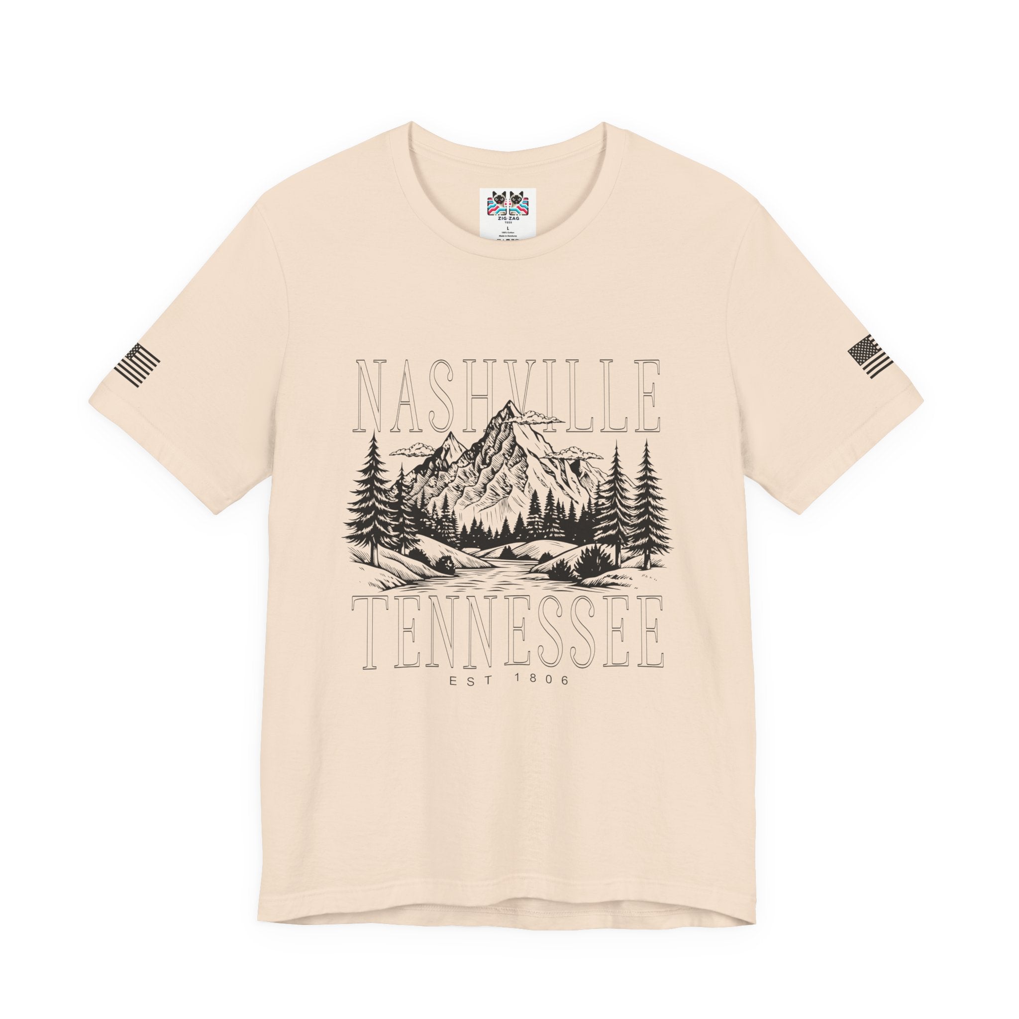 Nashville Tennessee EST 1806 T-Shirt – Mountain Range Line Art Graphic Tee