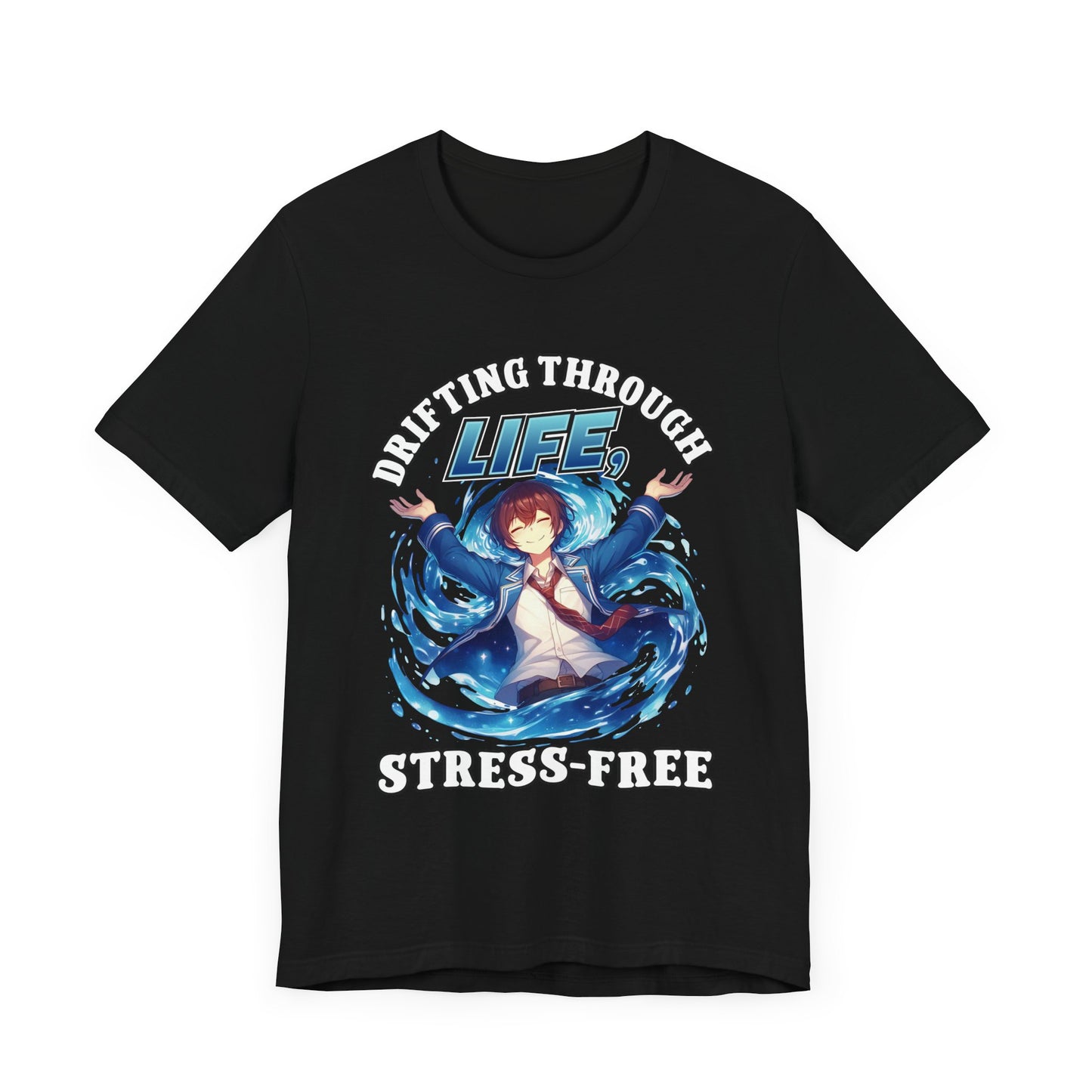 Let Go And Let Flow Shirt, Tranquil Anime Boy Tee, Water Energy Graphic T Shirt, Spiritual Release Apparel, Calm Vibes Minimalist Top