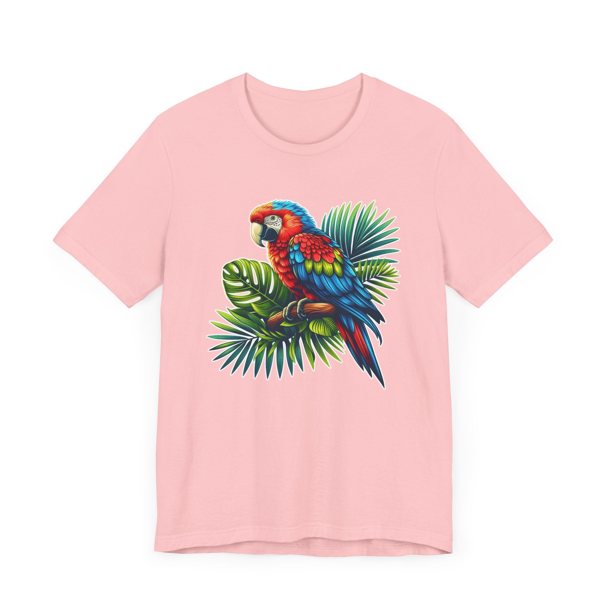 Colorful Macaw Parrot perched gracefully on Lush Green Branch Graphic T-Shirt