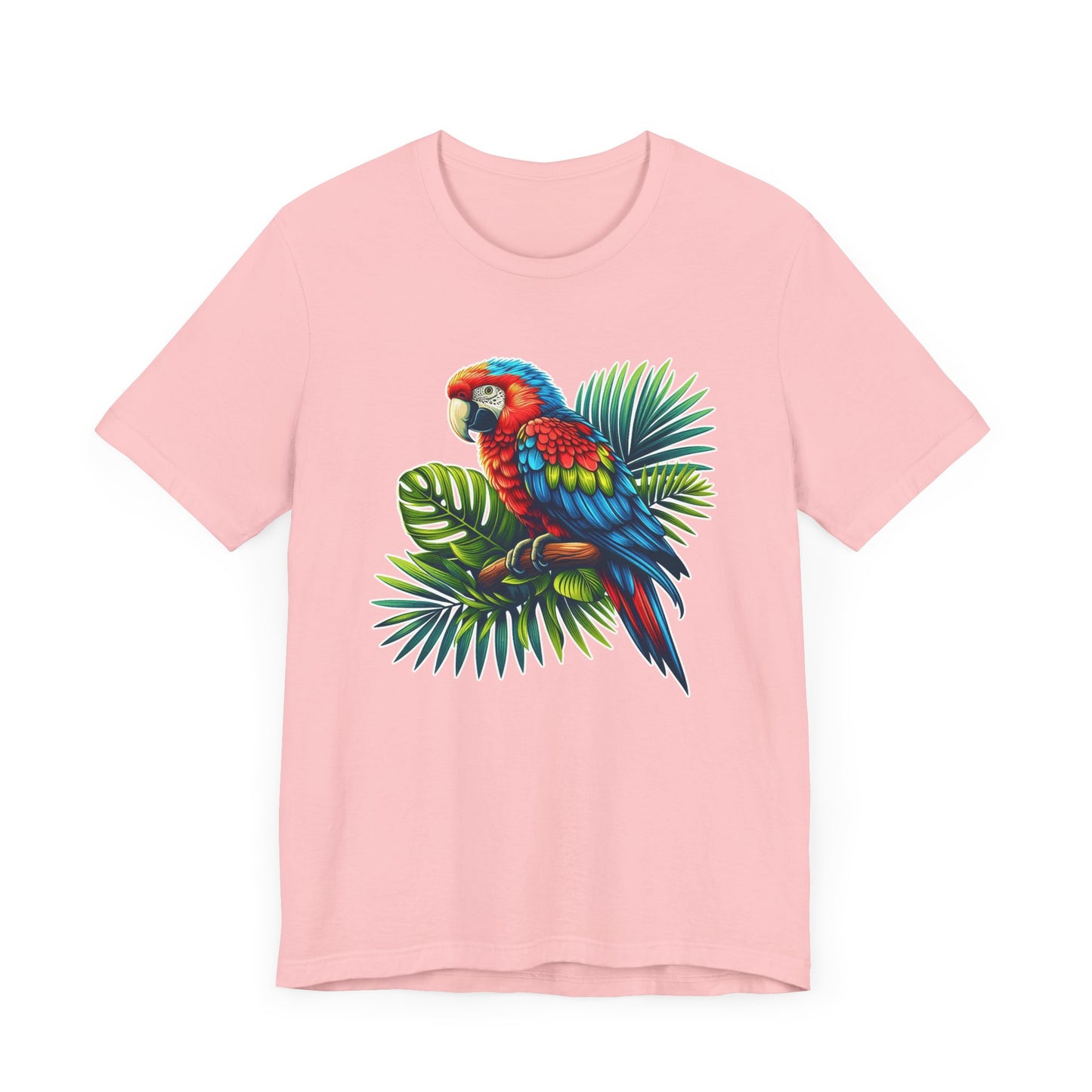 Colorful Macaw Parrot perched gracefully on Lush Green Branch Graphic T-Shirt