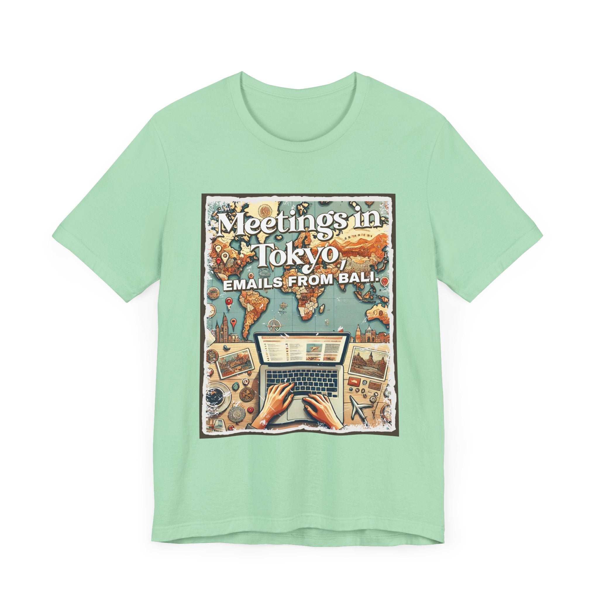 Remote Work Global Adventures Shirt V1, Digital Nomad Tee, Laptop Lifestyle T Shirt, Travel Lover Gift, Freelancer Work Apparel