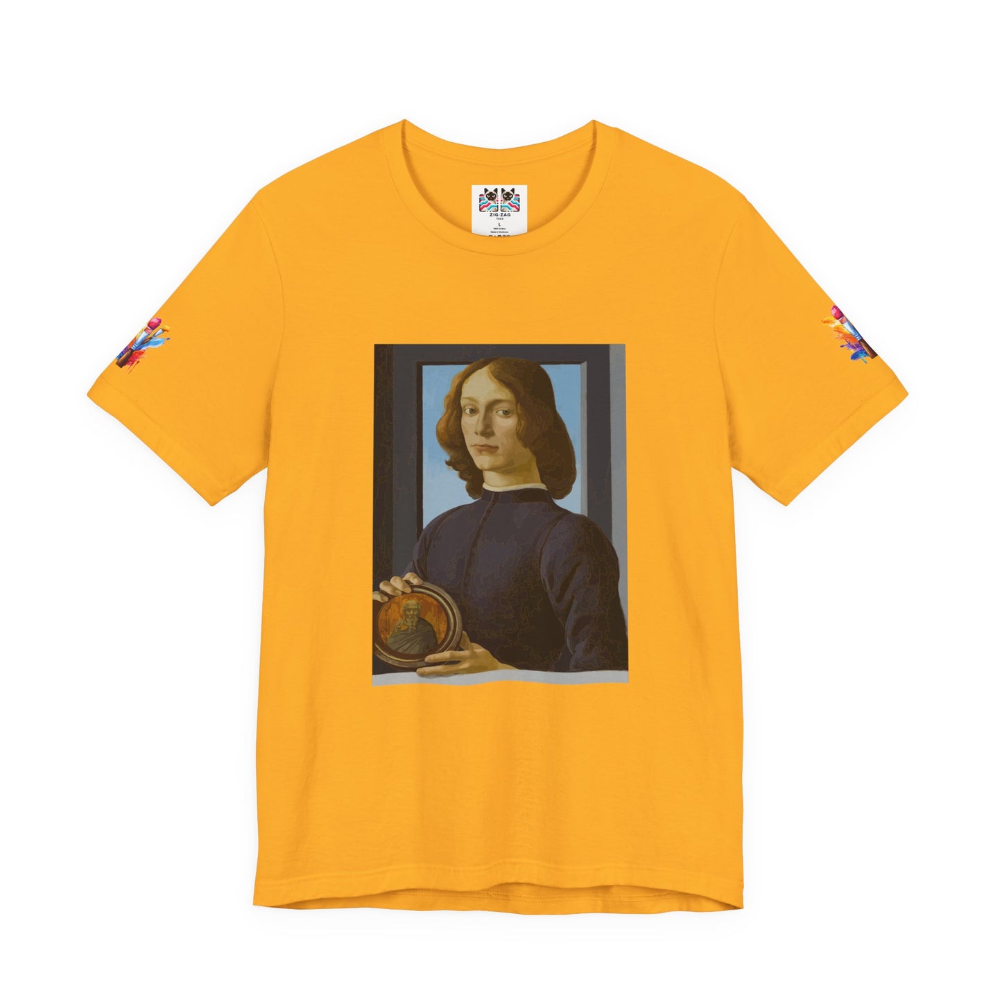 Renaissance Portrait Art T-Shirt – Italian Master Painting with Medallion Graphic Tee