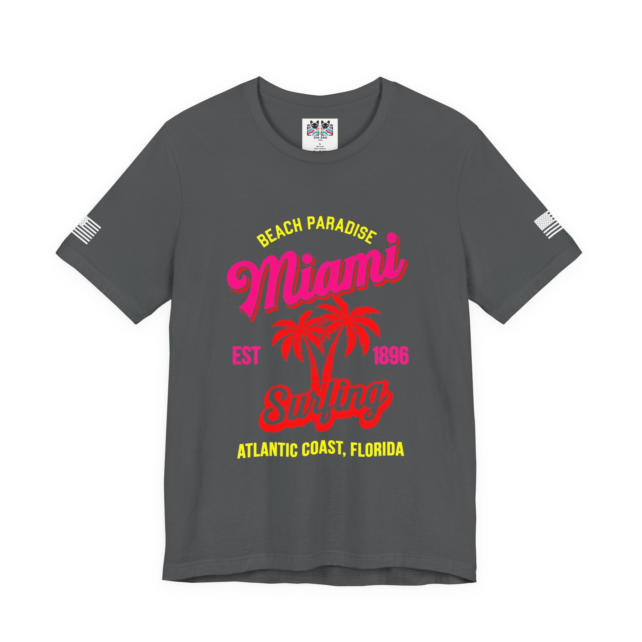 Miami Beach Paradise Surfing T-Shirt – EST 1896 Atlantic Coast Florida Retro Tee