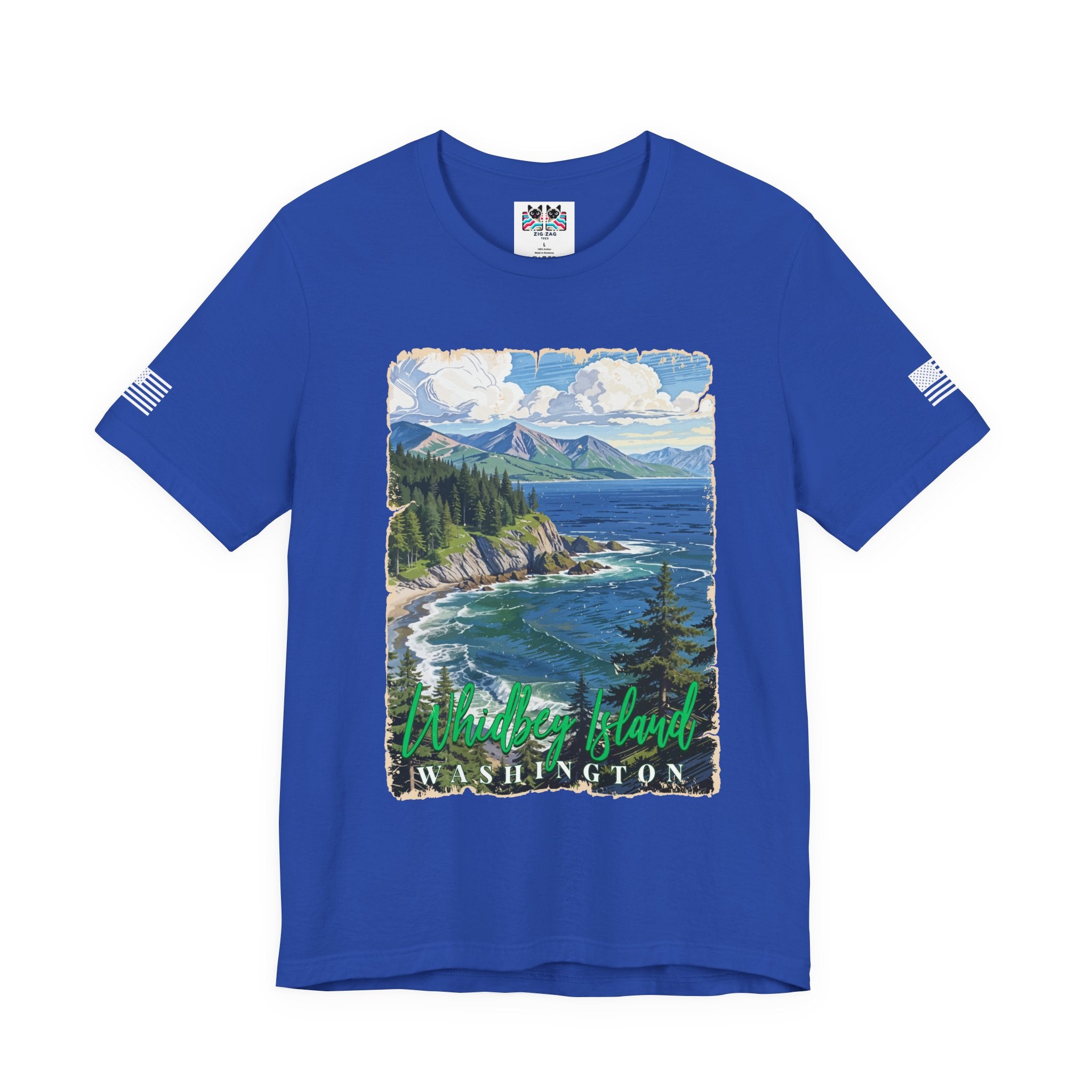 Whidbey Island Washington Vintage Coastal Travel Poster T-Shirt | Pacific Northwest Island Souvenir Tee