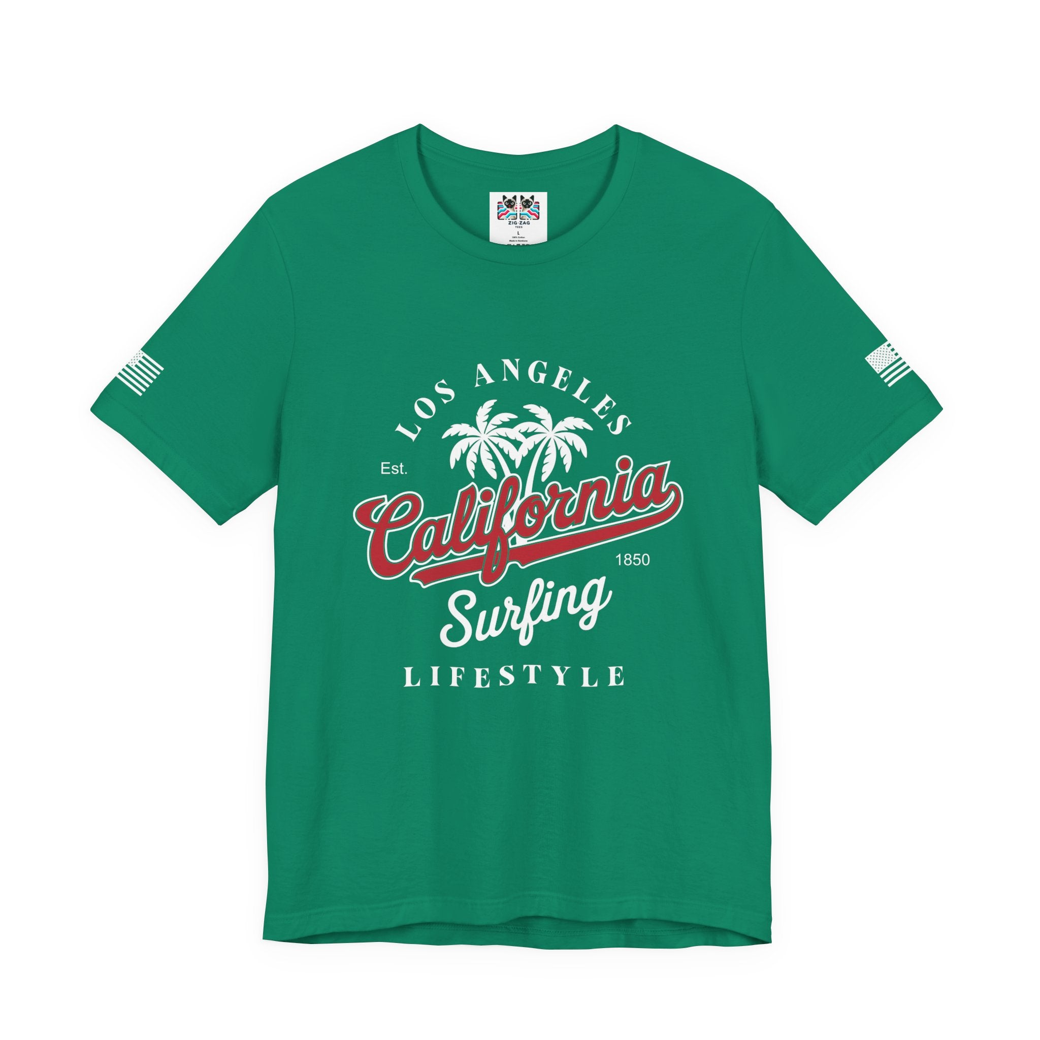 Los Angeles California Surfing Lifestyle T-Shirt – EST 1850 Palm Tree Beach Tee