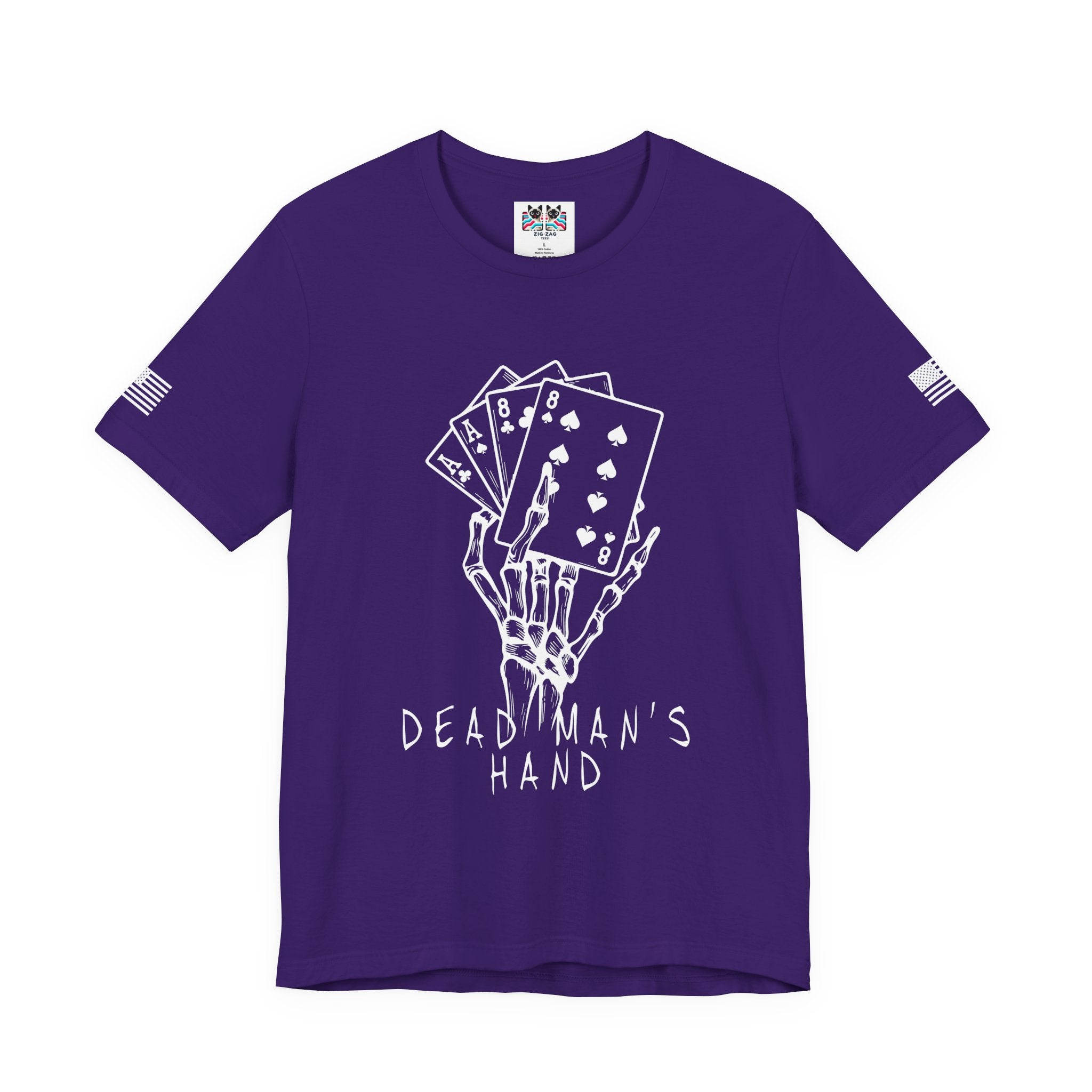 Dead Man's Hand T-Shirt – Skeleton Poker Cards Ace Eights Casino Gambling Tee
