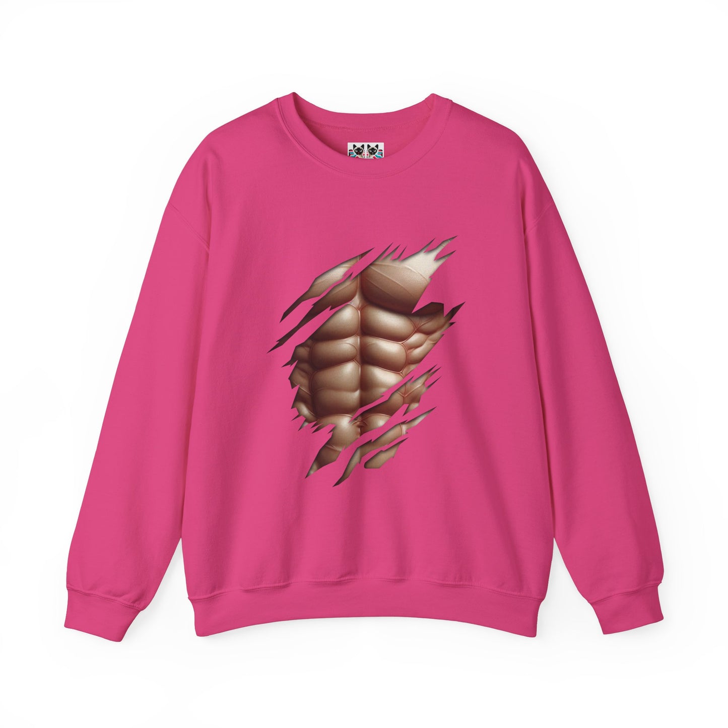 Fake Muscles Ripped Torn Chest - Six Pack Abs Workout Crewneck Sweatshirt