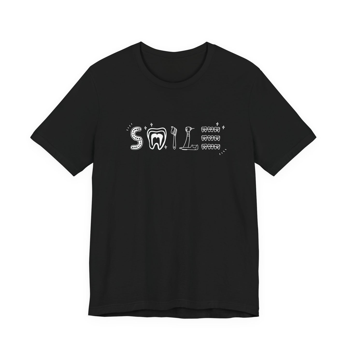 Smile TShirt Dental Cleaning Tools Art Toothbrush Floss Scaler Design