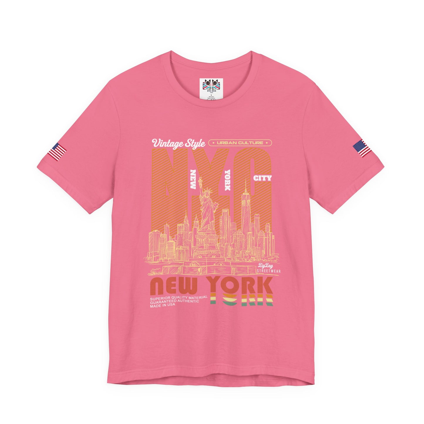 Vintage NYC T-Shirt - New York City Urban Culture Retro Orange Striped Design