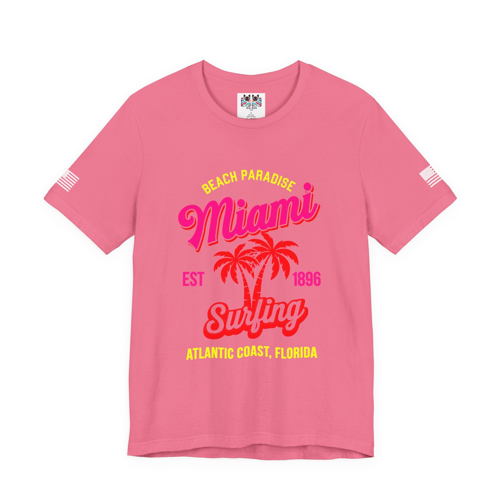 Miami Beach Paradise Surfing T-Shirt – EST 1896 Atlantic Coast Florida Retro Tee