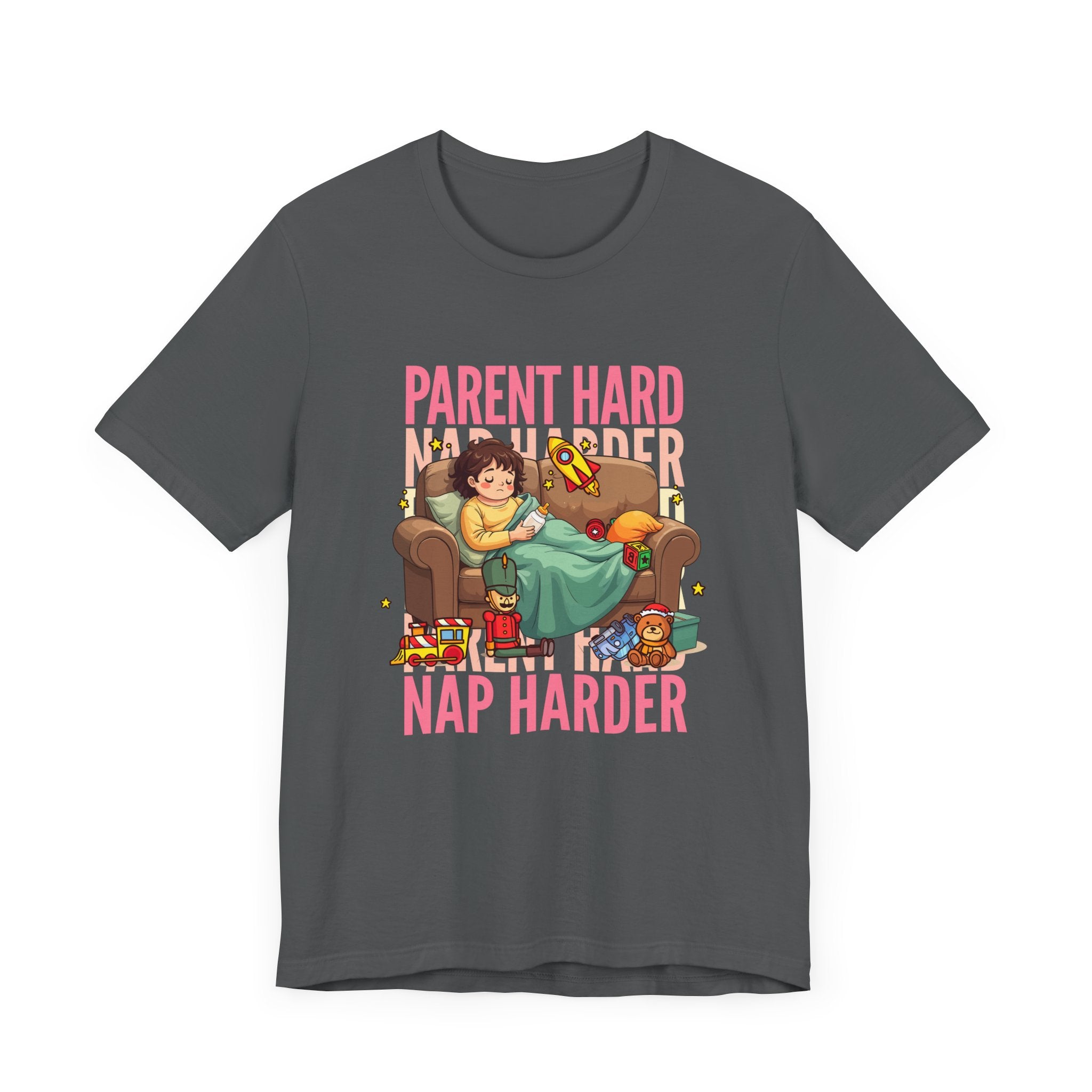 Parent Hard Nap Harder Tee, Funny Parenting Life Shirt, Tired Parent Graphic Tee, Sleepless Caregiver Top, Family Survival Gift