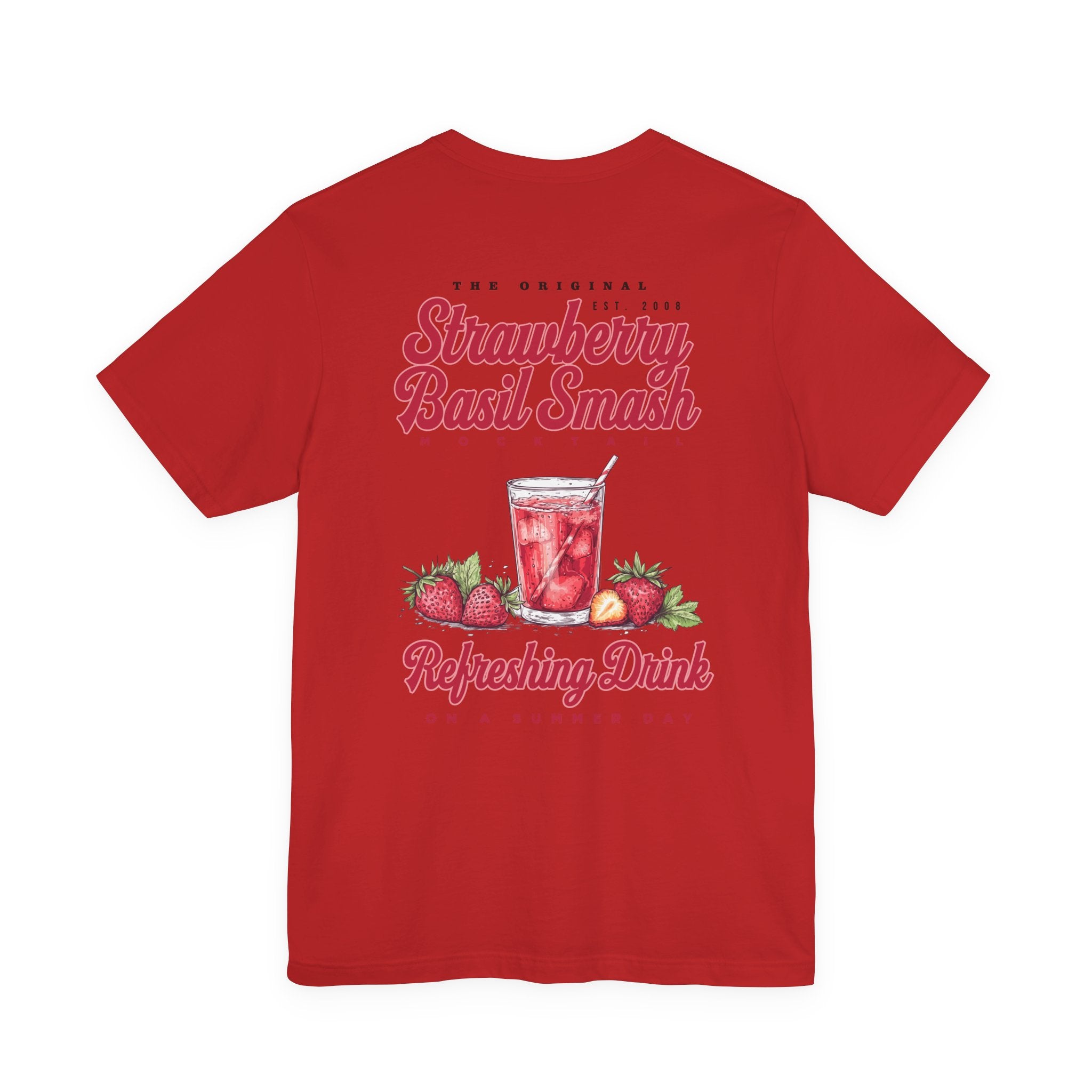 Strawberry Basil Smash Mocktail T-Shirt – Featuring Vibrant Summer Drink Graphic