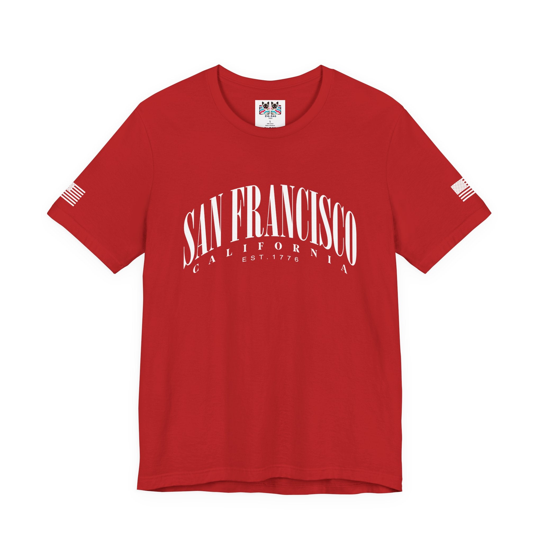 San Francisco California EST 1776 T-Shirt – Arched Varsity Style Typography Tee