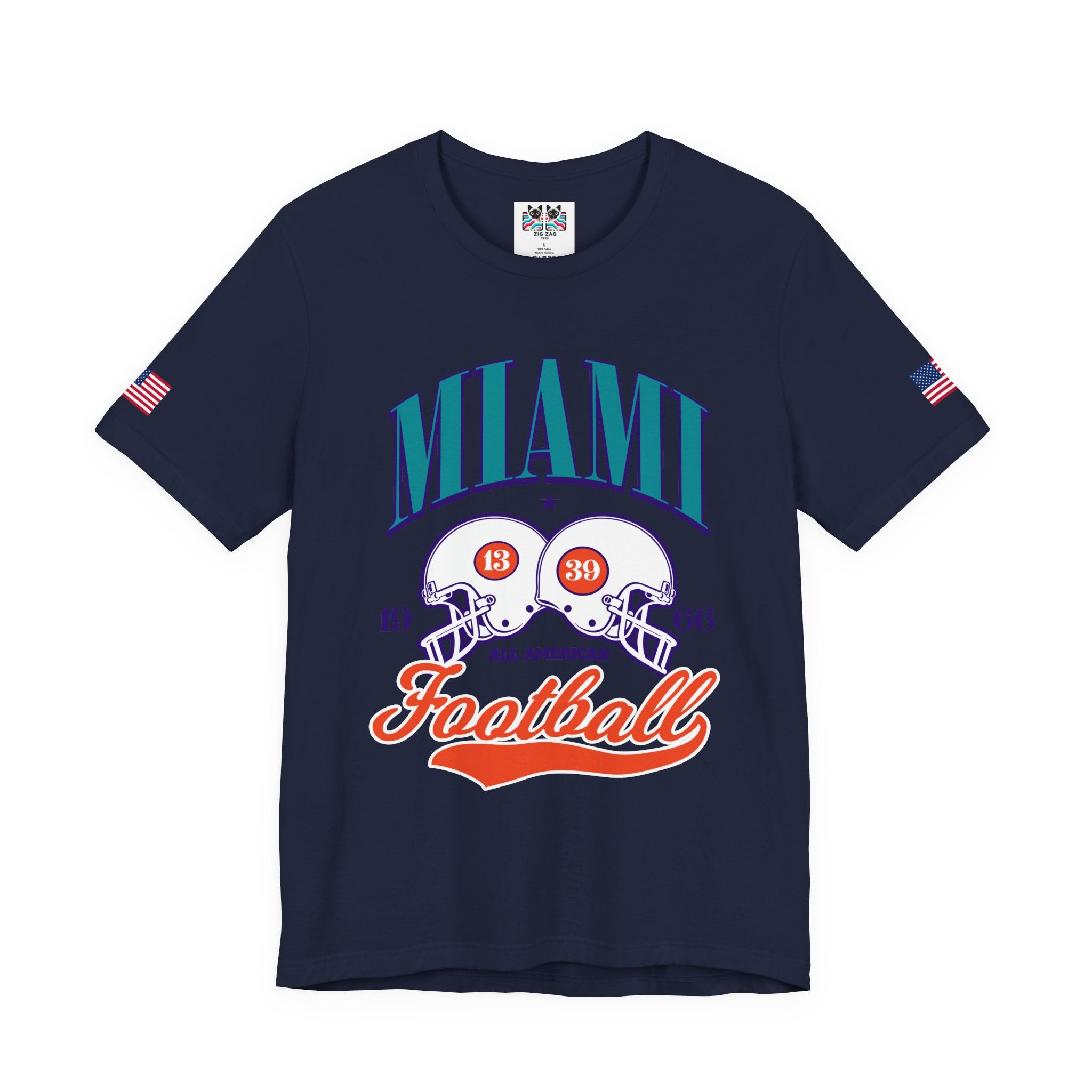 Miami All American Football T-Shirt – Vintage 1966 Helmets Collegiate Graphic Tee