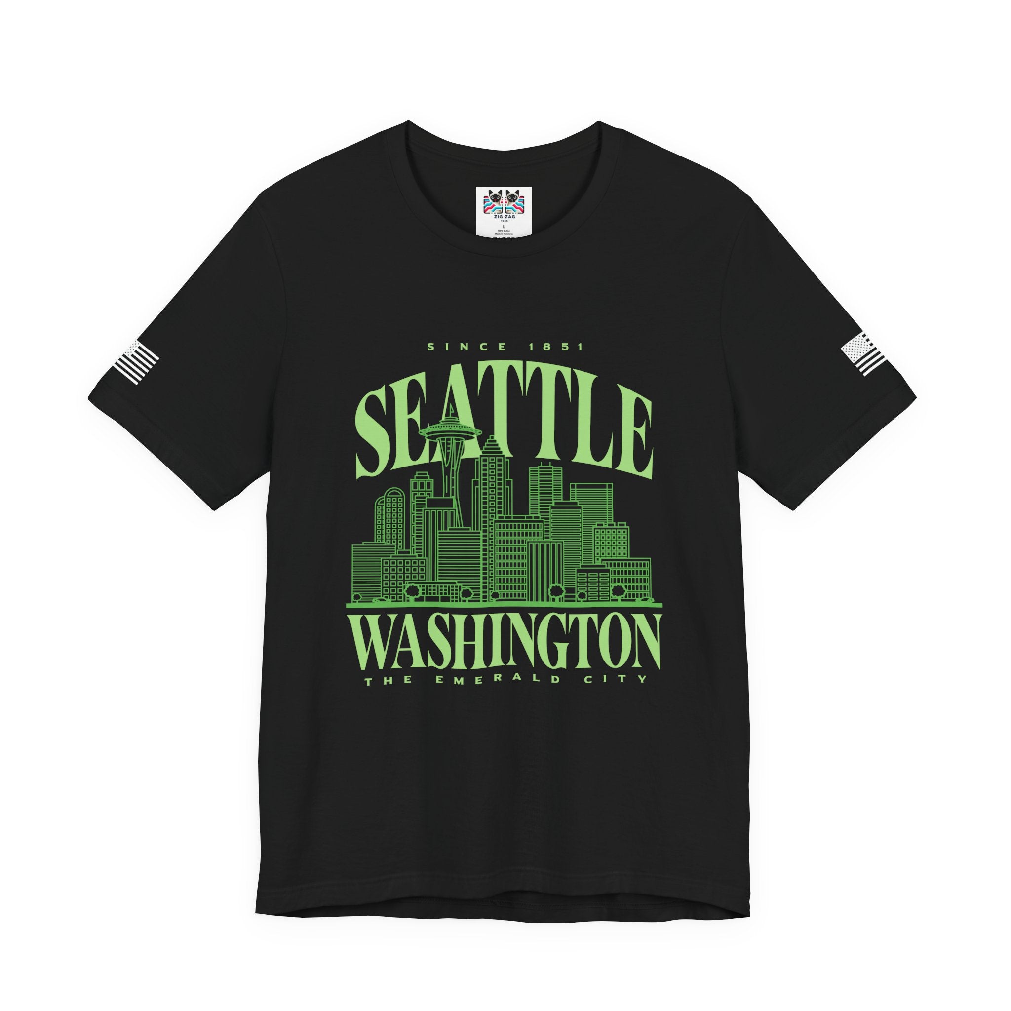 Seattle Washington The Emerald City Since 1851 Skyline Graphic T-Shirt | Seattle Pride Tee | Pacific Northwest Shirt