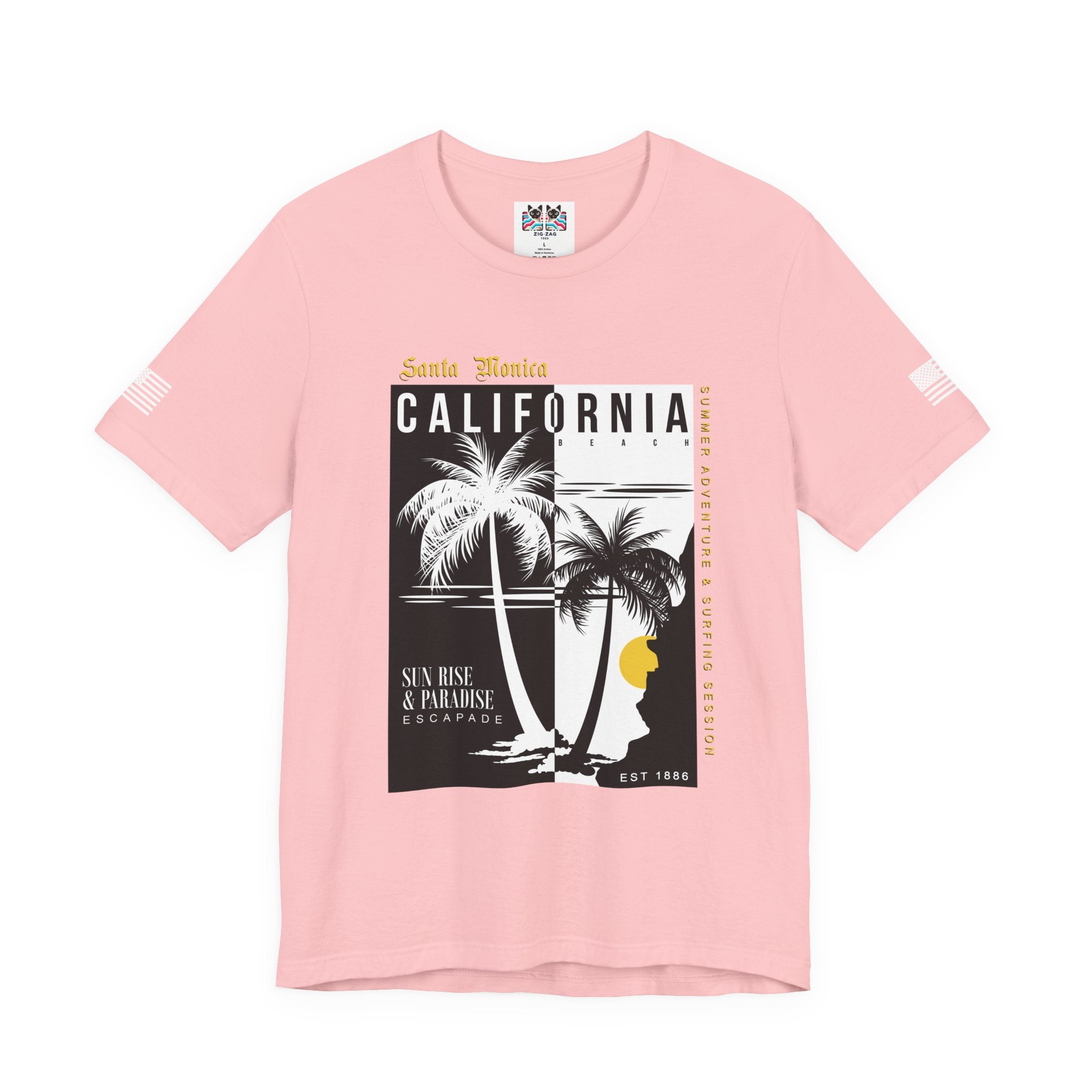 Santa Monica California Beach T-Shirt – Summer Adventure Surfing Session Sun Rise Paradise Tee