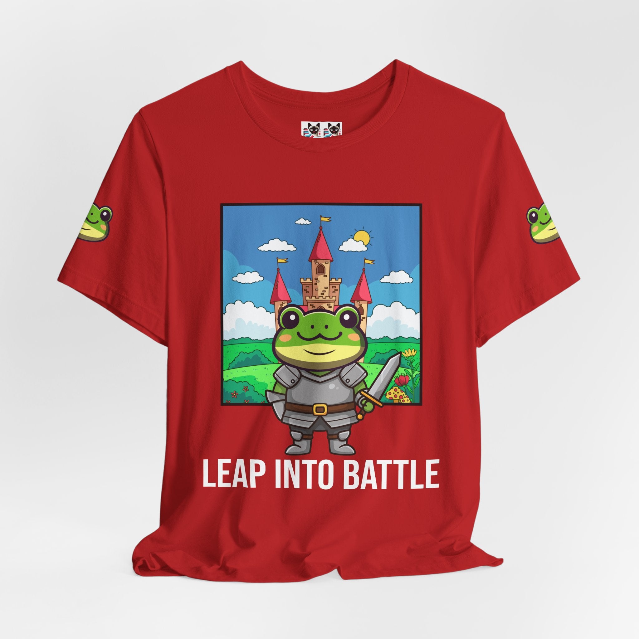 Custom T-Shirt - Knight Frog Castle T-Shirt – Cute Frog Knight Medieval Fantasy Graphic Tee