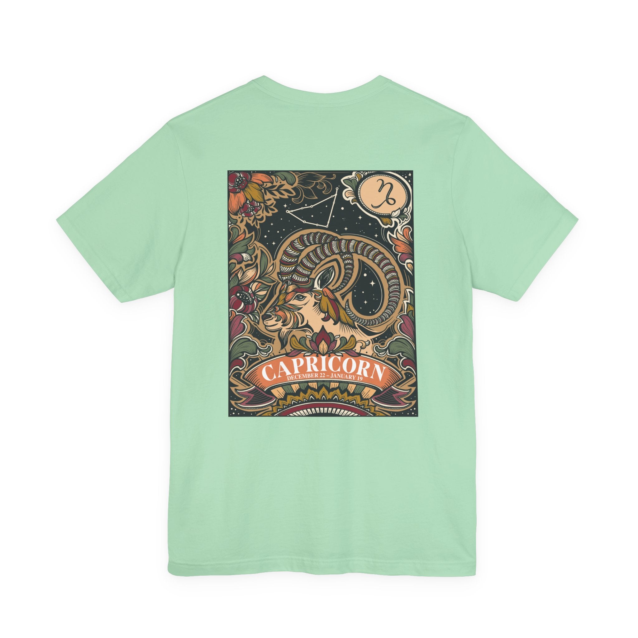 Capricorn Constellation & Floral Zodiac T-Shirt – December 22 to January 19