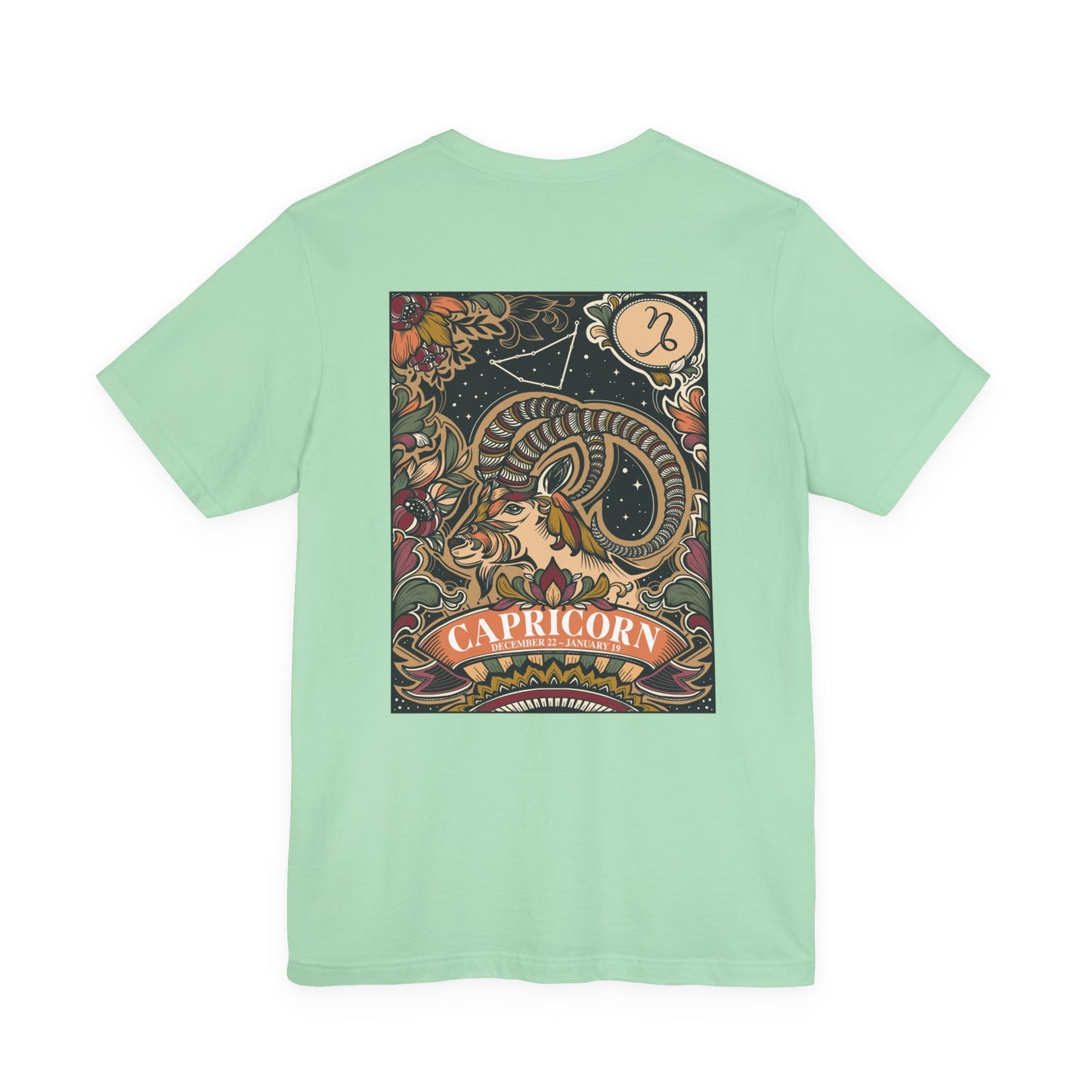Capricorn Constellation & Floral Zodiac T-Shirt – December 22 to January 19