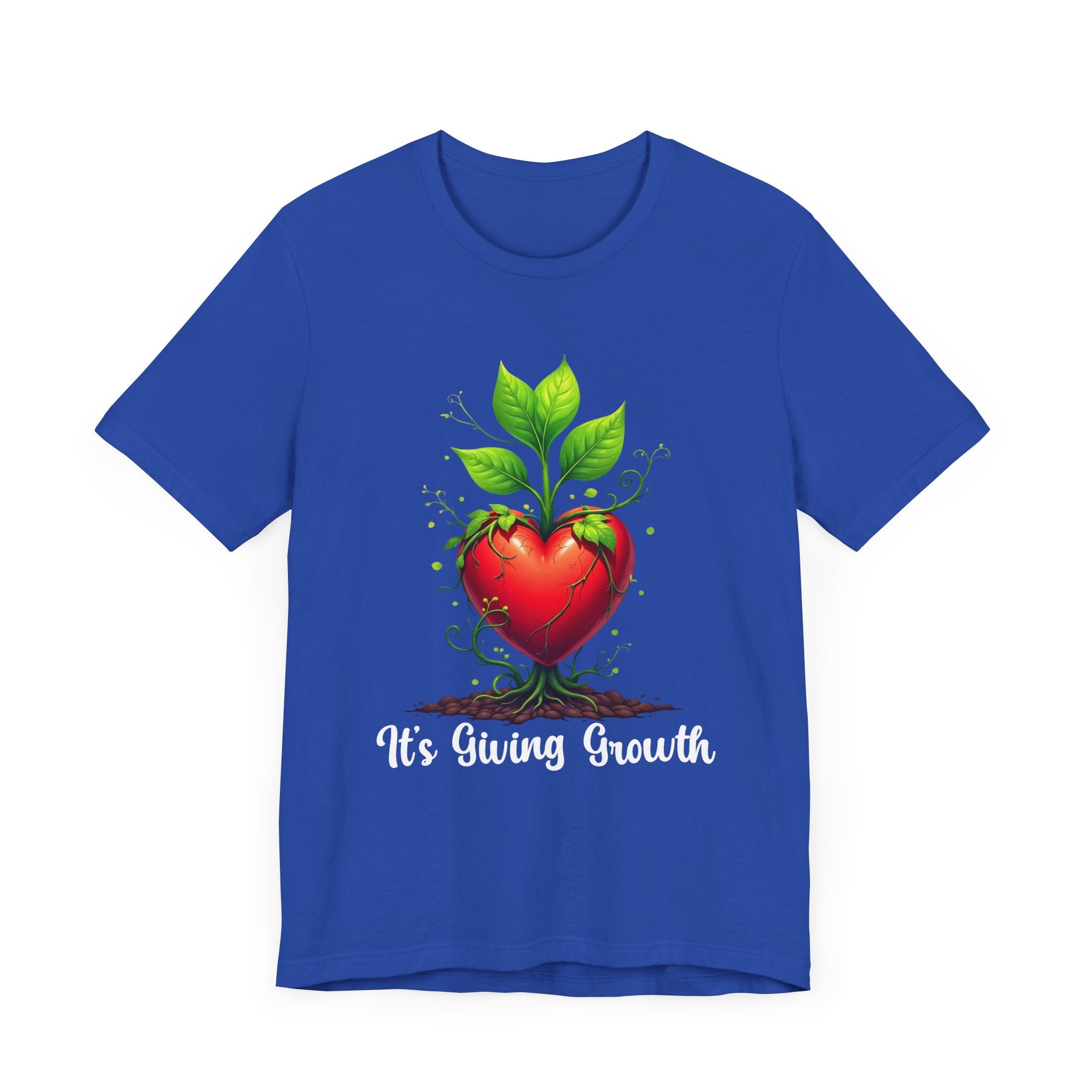 It's Giving Growth – Plant with Red Heart Trunk Graphic T-Shirt