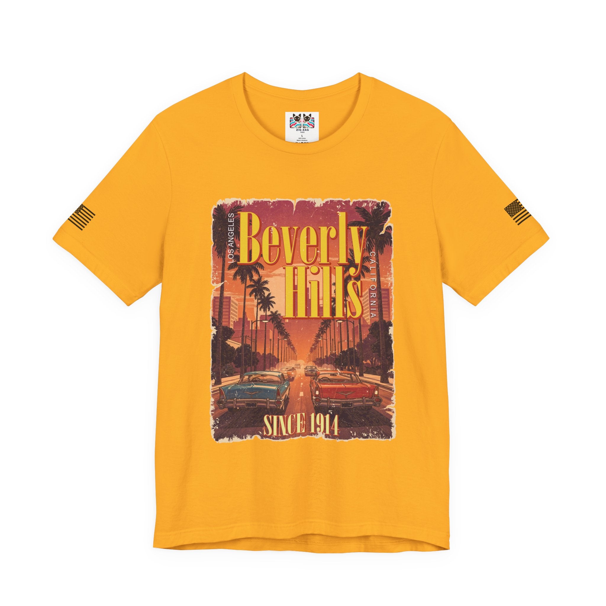 Beverly Hills Los Angeles California T-Shirt – Since 1914 Classic Cars Sunset Street Tee