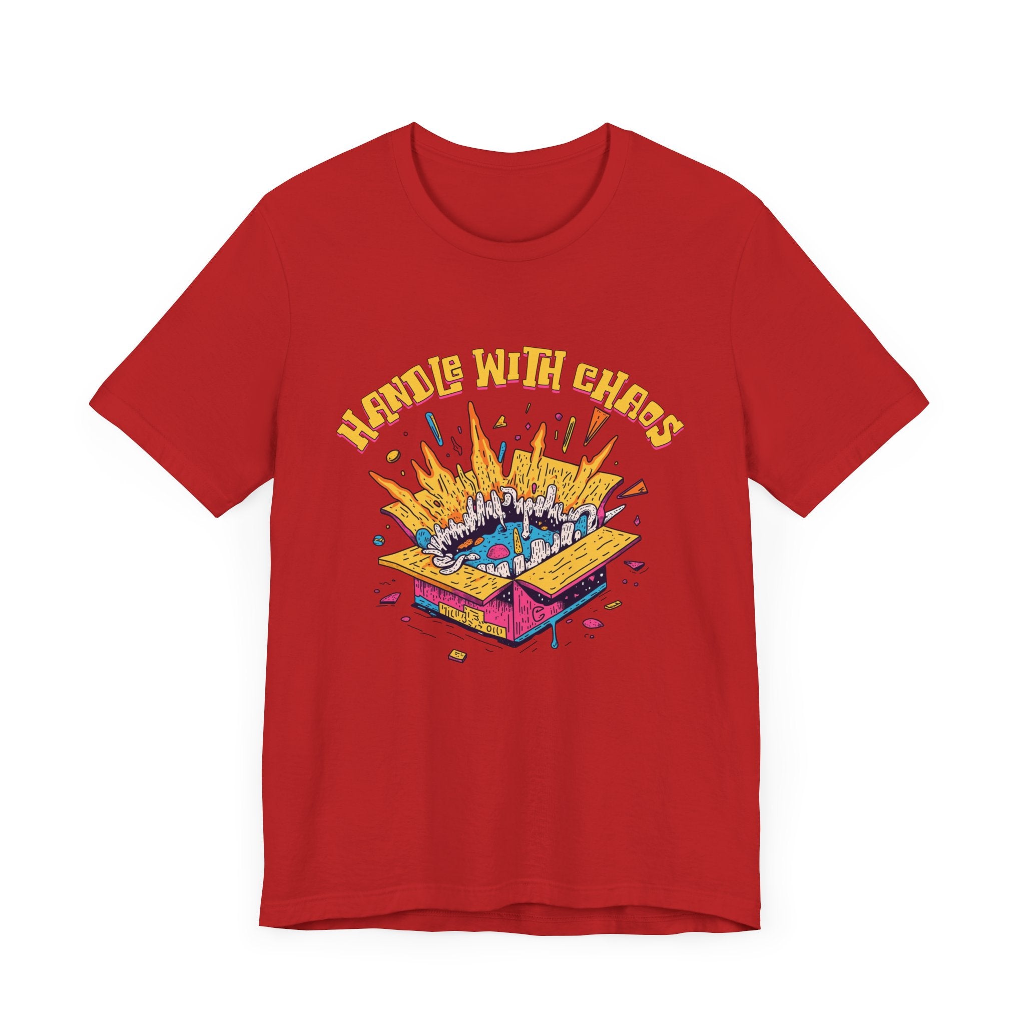 Handle With Chaos – Vibrant Colorful Box Embracing life’s Wild Moments Graphic T-Shirt