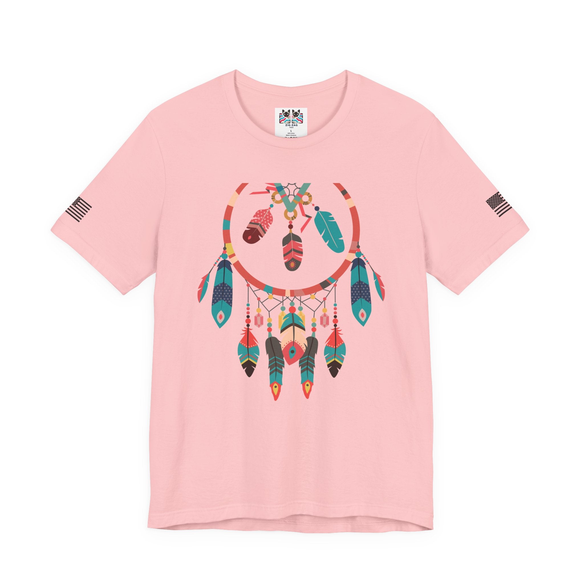 Dream Catcher Graphic T-Shirt – Vibrant Boho Feathers Spiritual Native Inspired Tee