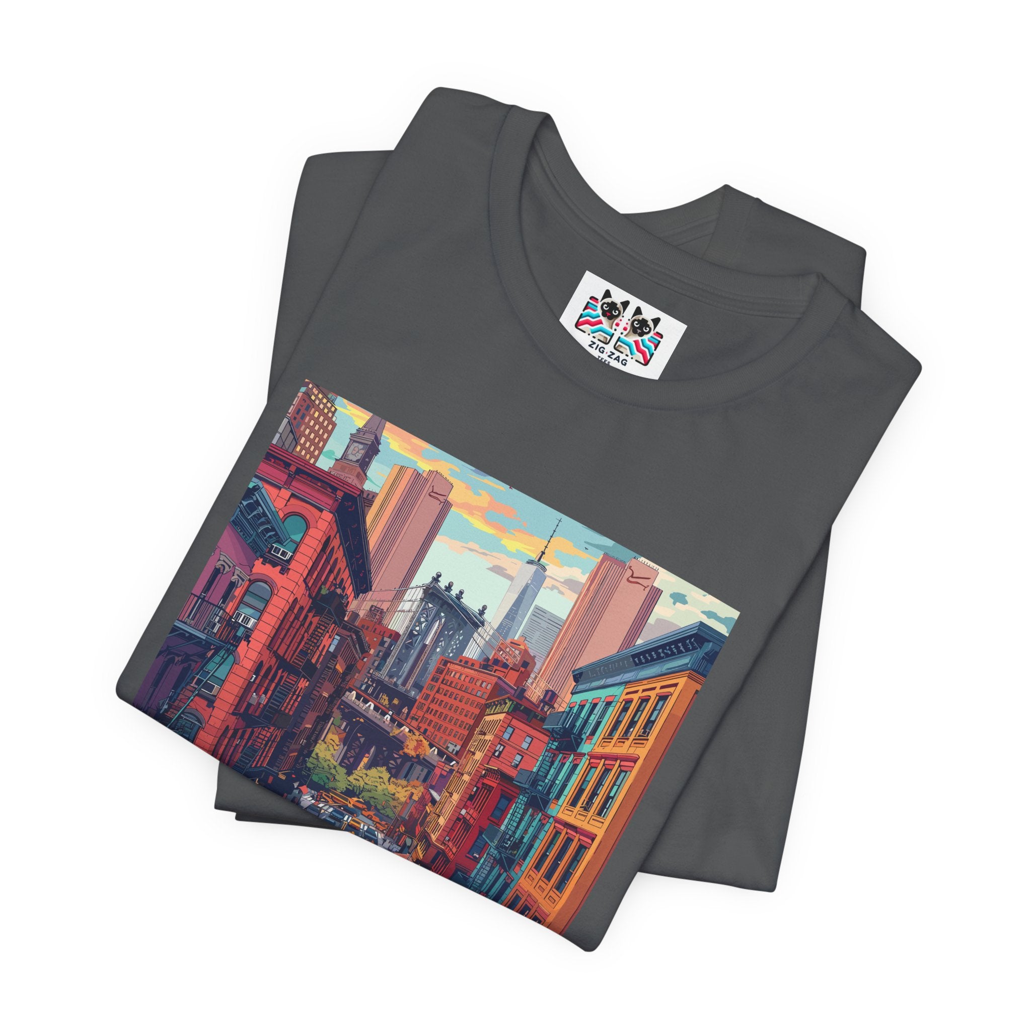 Brooklyn Bridge NYC T-Shirt - Vintage Street Scene Manhattan Bridge 1869 New York