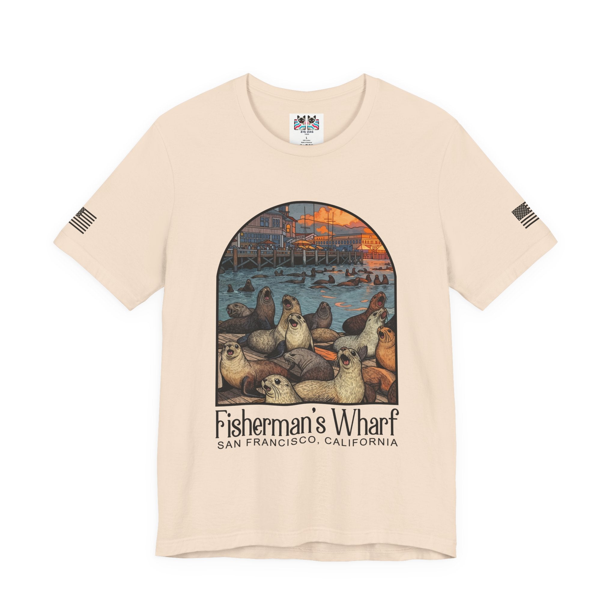 Fisherman's Wharf San Francisco California T-Shirt – Sea Lions Arched Graphic Tee