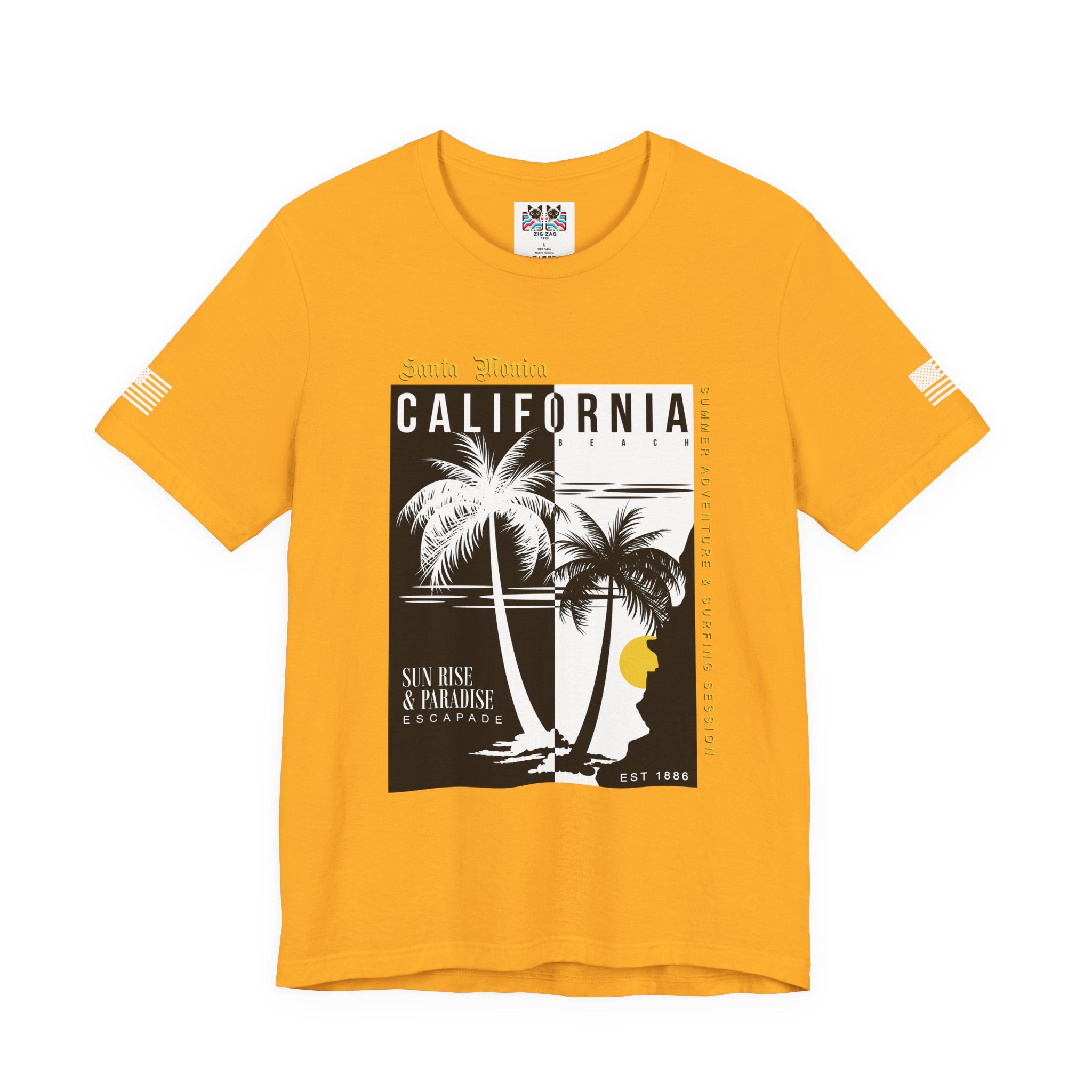 Santa Monica California Beach T-Shirt – Summer Adventure Surfing Session Sun Rise Paradise Tee