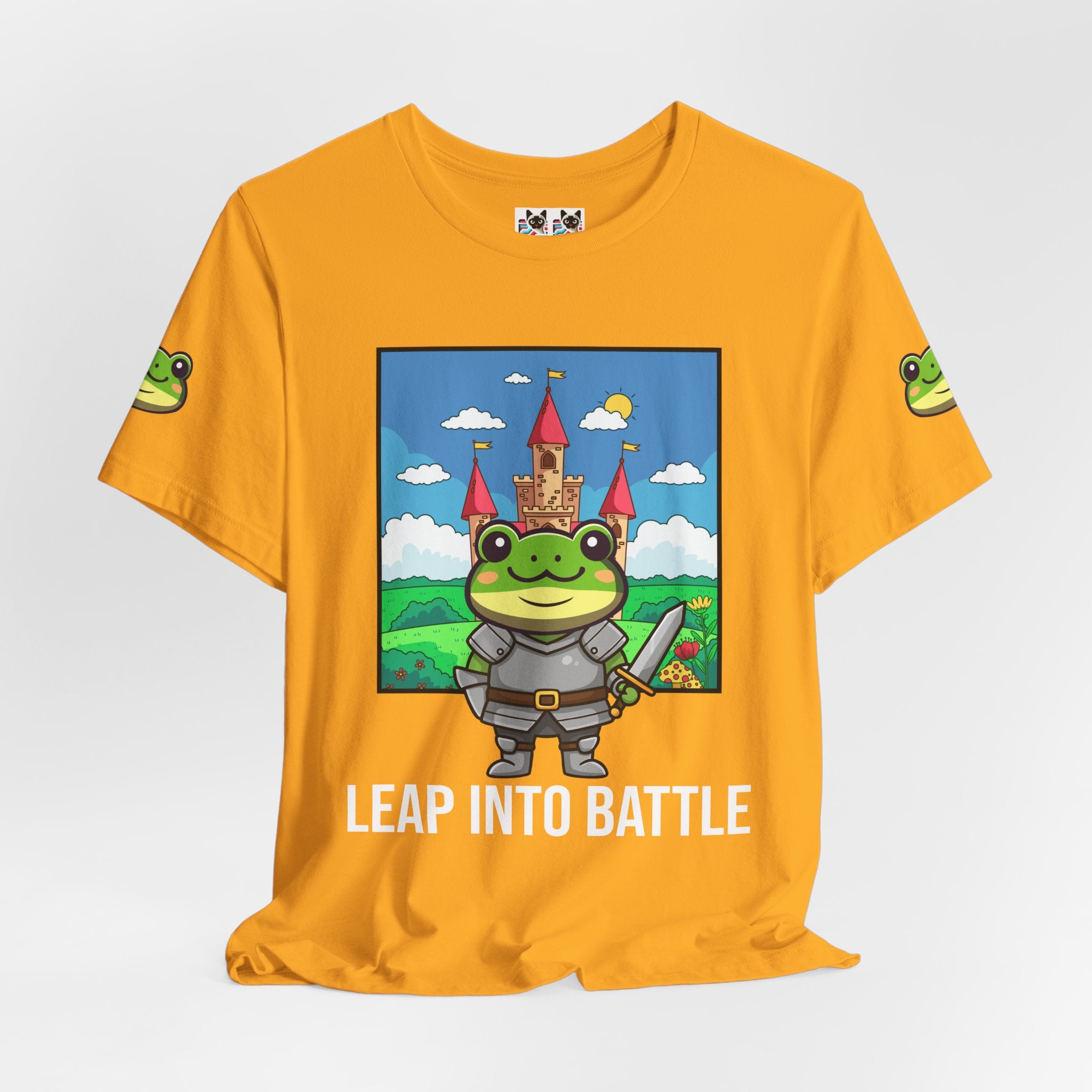 Custom T-Shirt - Knight Frog Castle T-Shirt – Cute Frog Knight Medieval Fantasy Graphic Tee