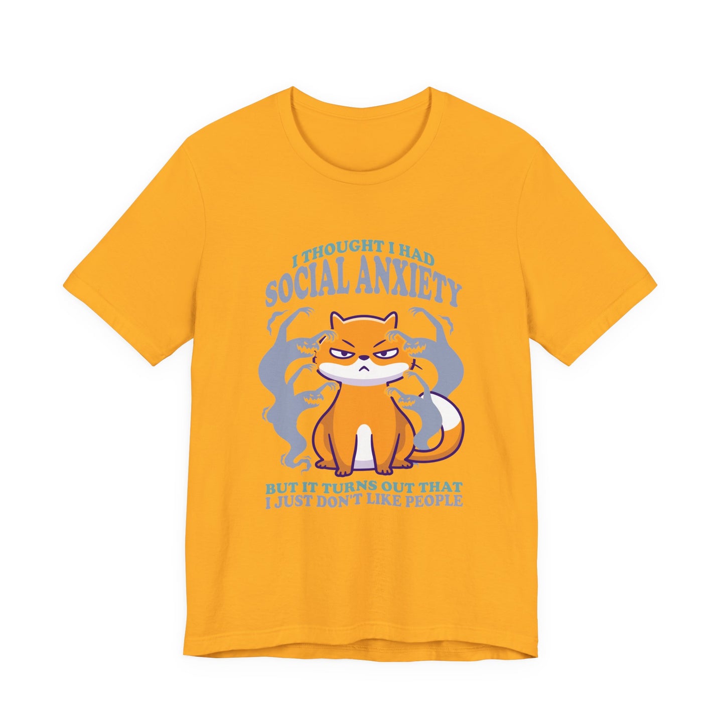 I Thought I Had Social Anxiety Cat T-Shirt – Introvert Humor Cat & Ghosts Graphic Tee