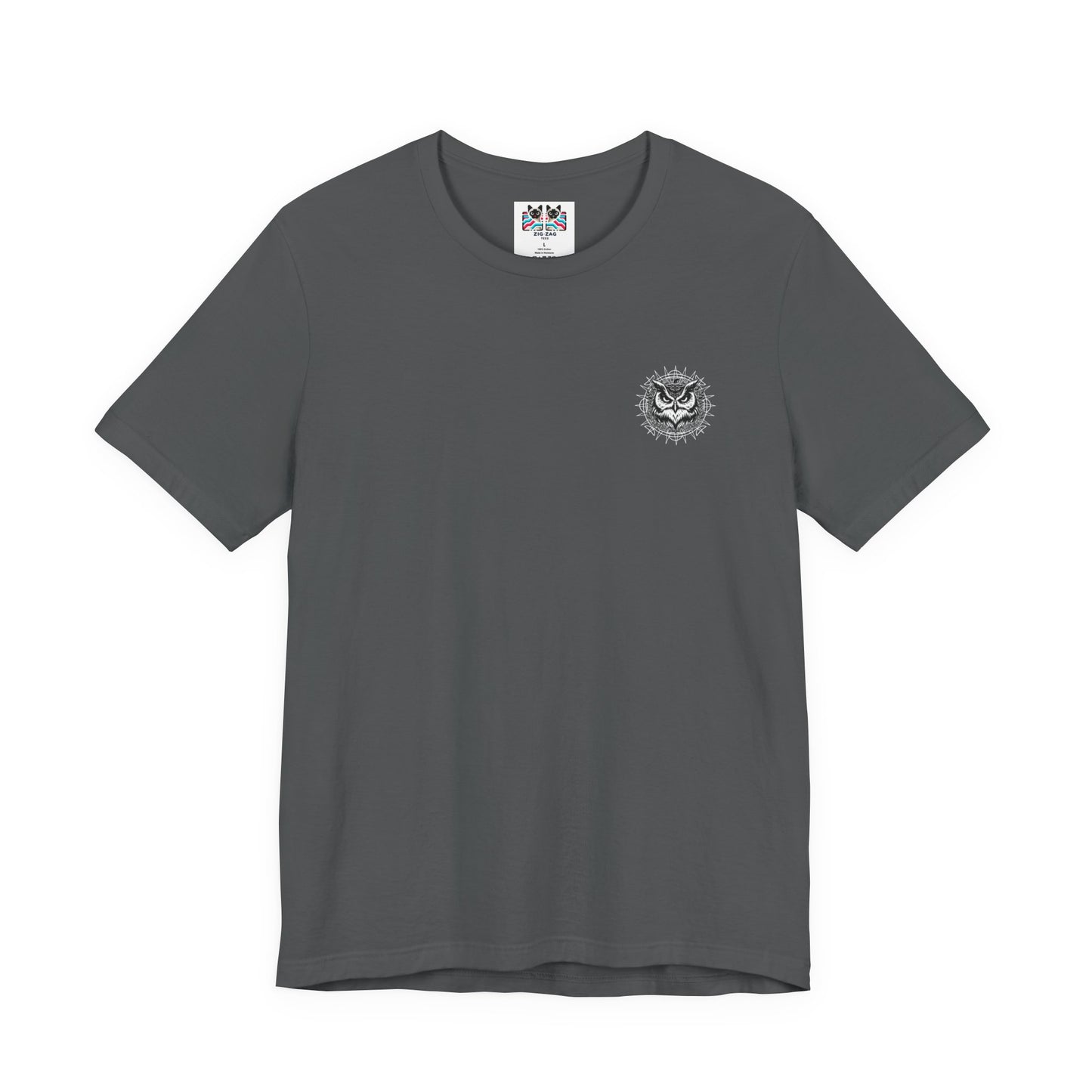 Spirit of Wisdom Owl T-Shirt – Wise Owl with Witch Hat and Medal [White Text]