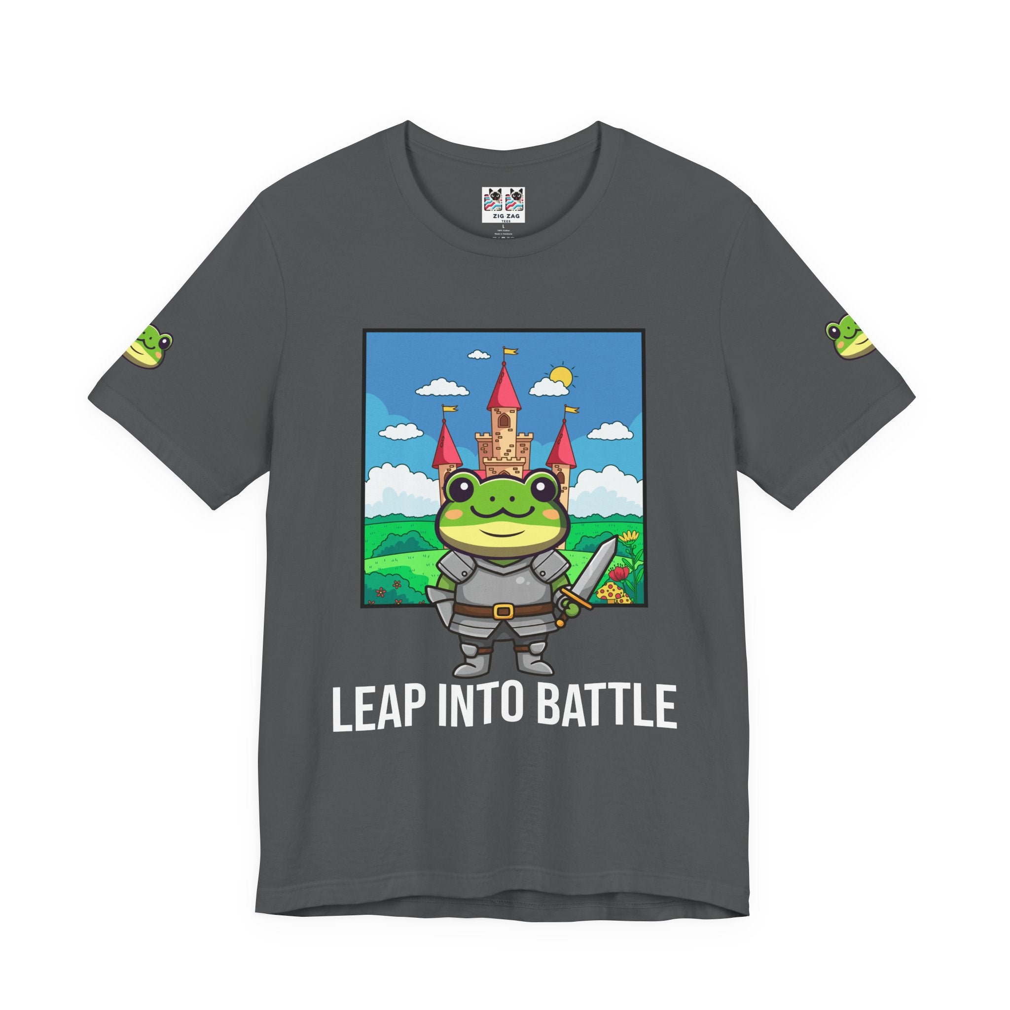 Custom T-Shirt - Knight Frog Castle T-Shirt – Cute Frog Knight Medieval Fantasy Graphic Tee