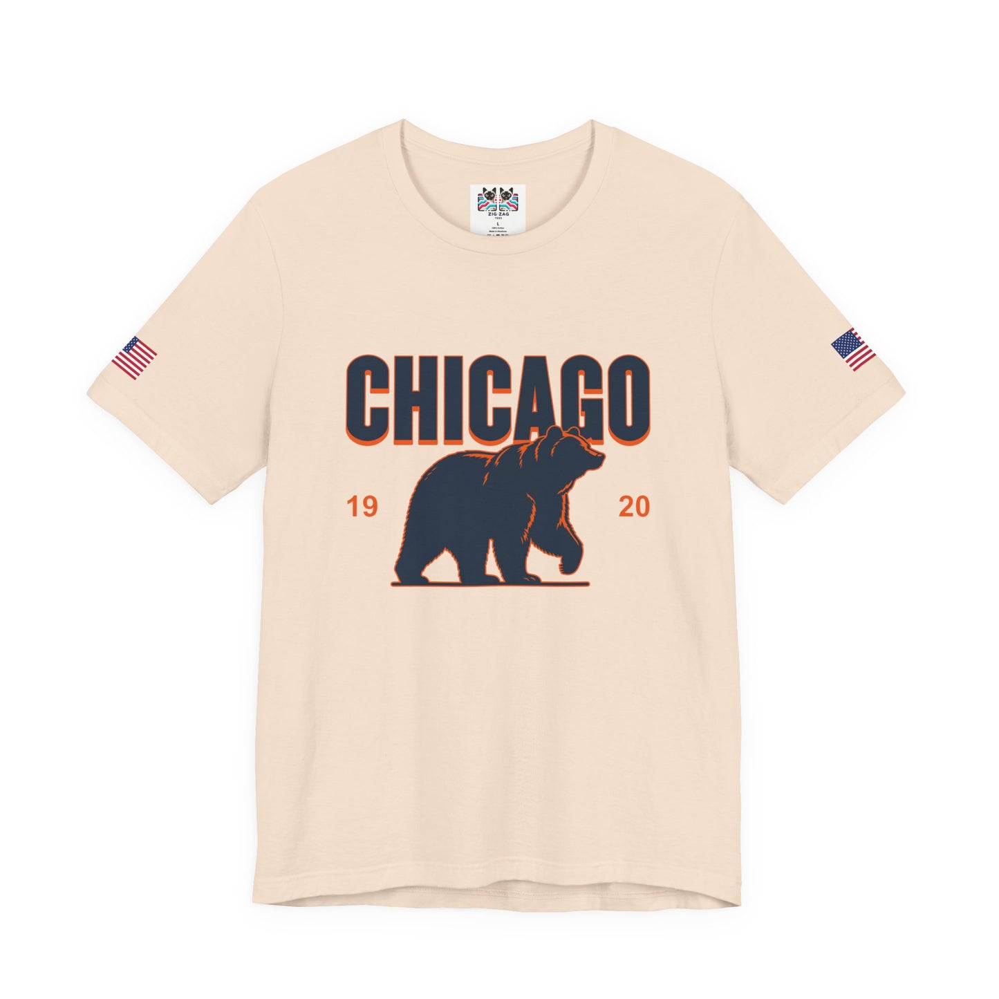 Chicago Bears T-Shirt - Chicago 1920 Orange Navy Blue Bear Mascot Illinois Design