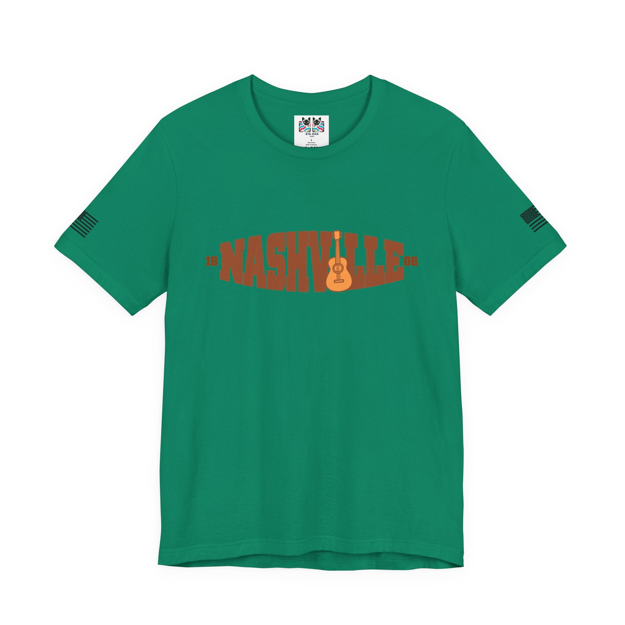 Nashville 1806 Guitar T-Shirt – Retro Inline Text with Guitar Graphic Tee