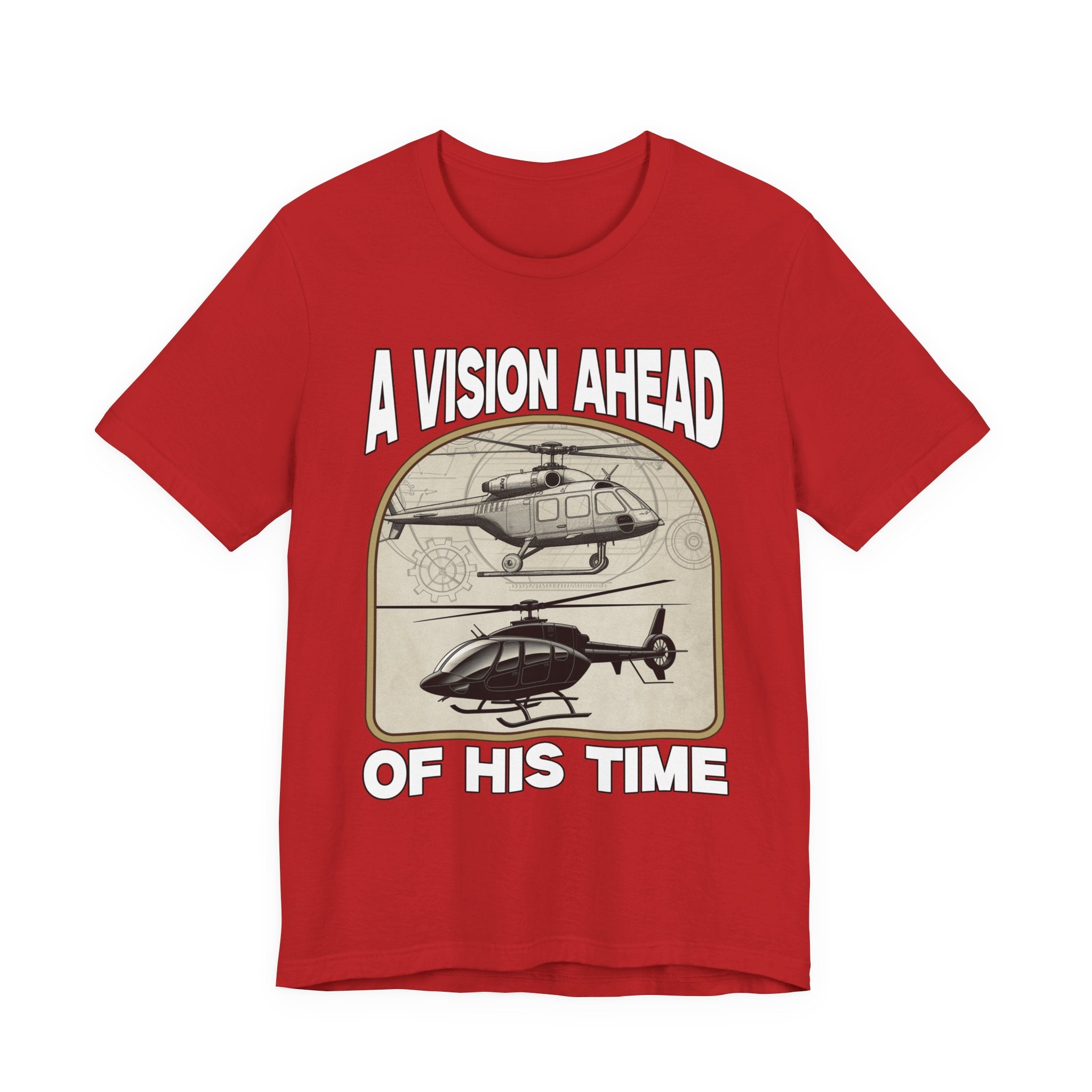 A Vision Ahead of His Time Tshirt – Da Vinci’s Helicopter and Modern Chopper Graphic
