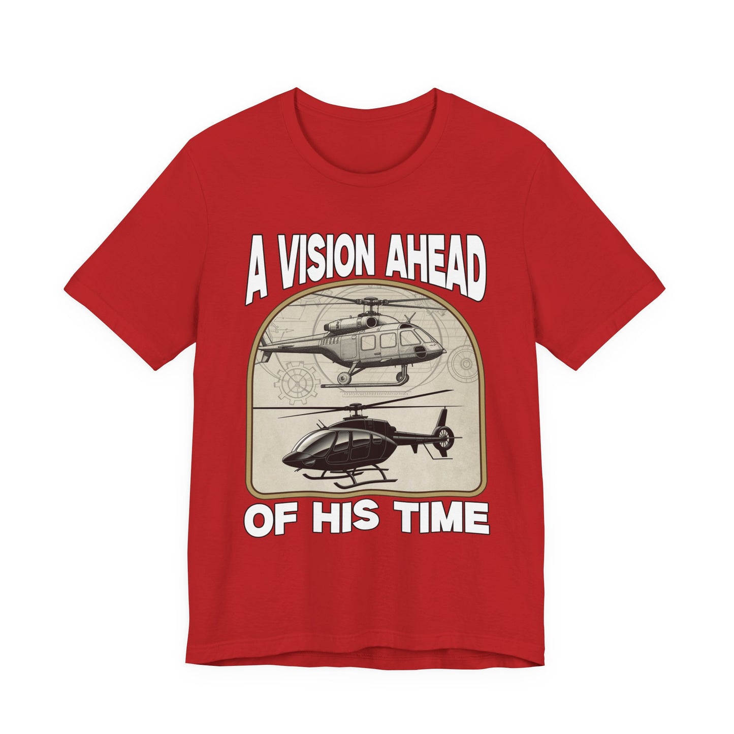 A Vision Ahead of His Time Tshirt – Da Vinci’s Helicopter and Modern Chopper Graphic