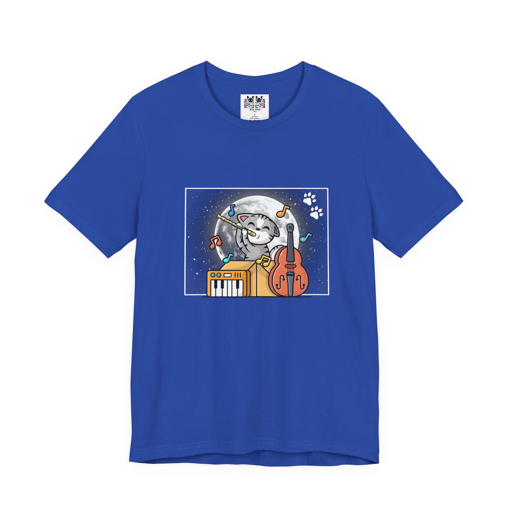The Classic Flute Moonlight Cat Music T-Shirt