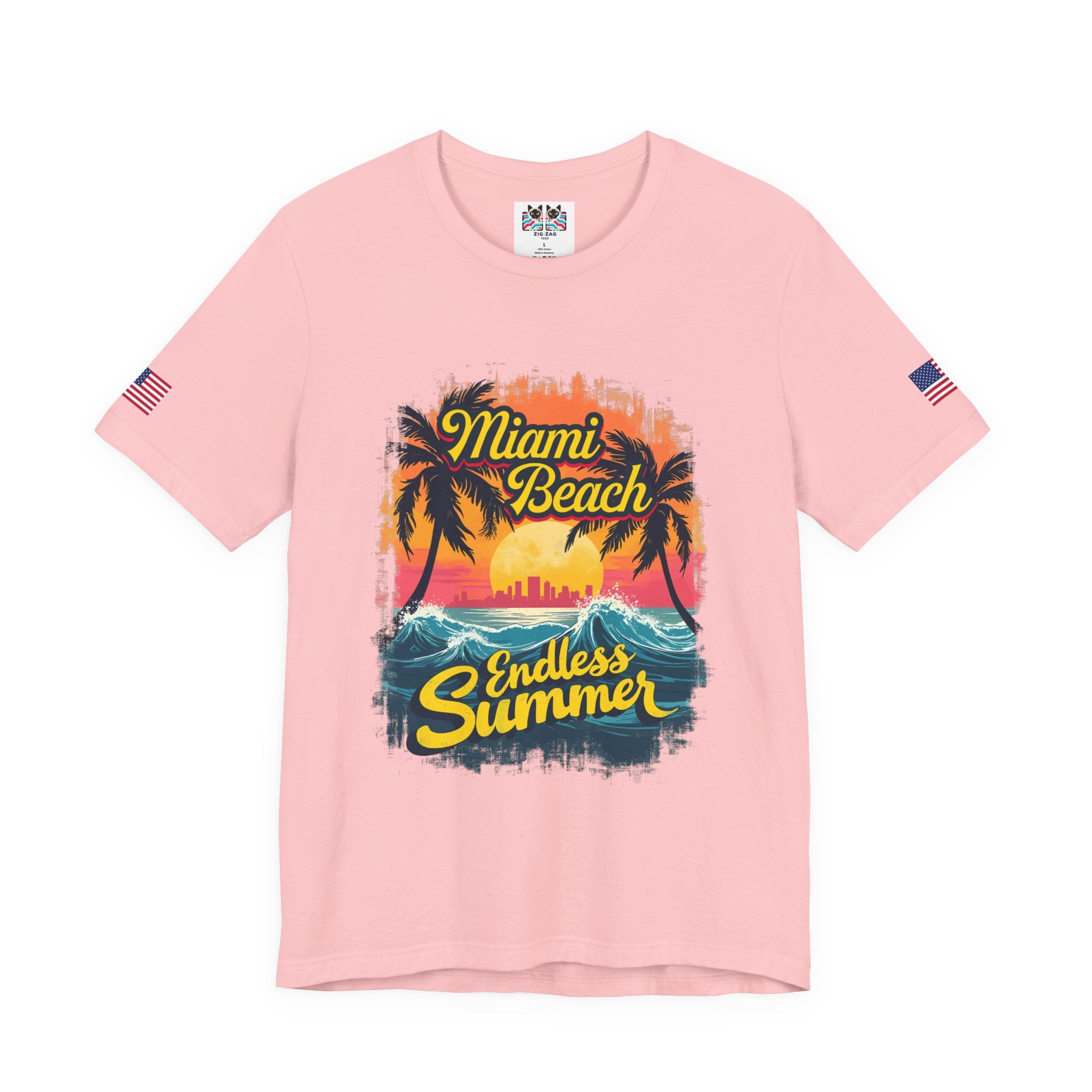Miami Beach Endless Summer T-Shirt – Retro Wave Palm Tree Sunset Graphic Tee