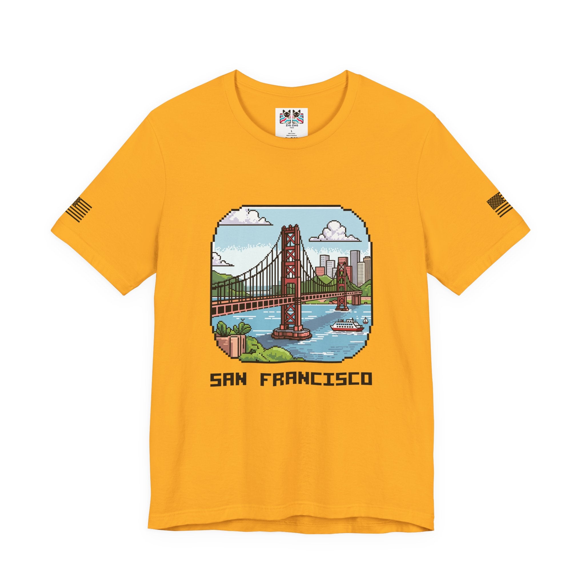 San Francisco T-Shirt, Retro Pixel Art Golden Gate Bridge Tee, SF California Gamer Style Shirt, Unique Travel Souvenir, Unisex