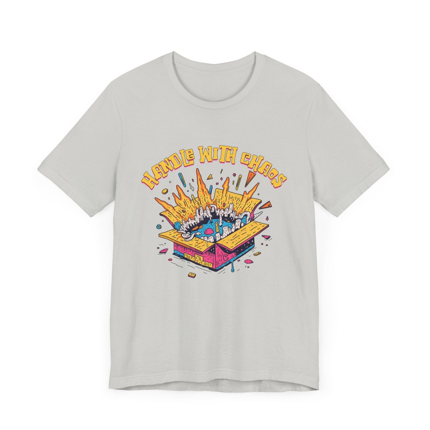 Handle With Chaos – Vibrant Colorful Box Embracing life’s Wild Moments Graphic T-Shirt