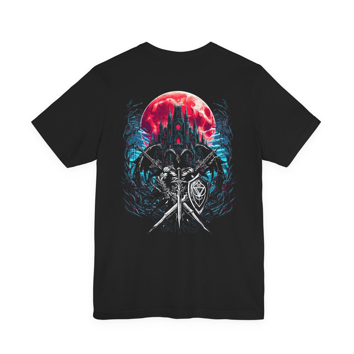 Blood Moon Dark Castle Paladin Swords Fantasy T-Shirt