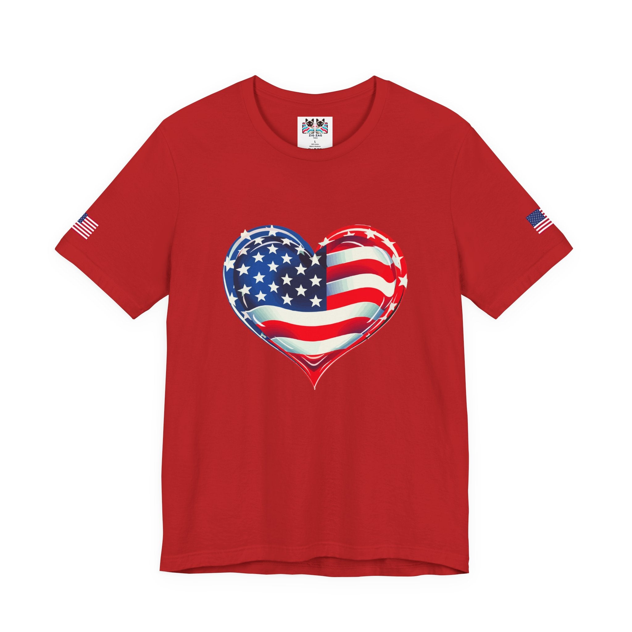 American Flag Heart T-Shirt – Love USA Patriotic Pride Graphic Tee