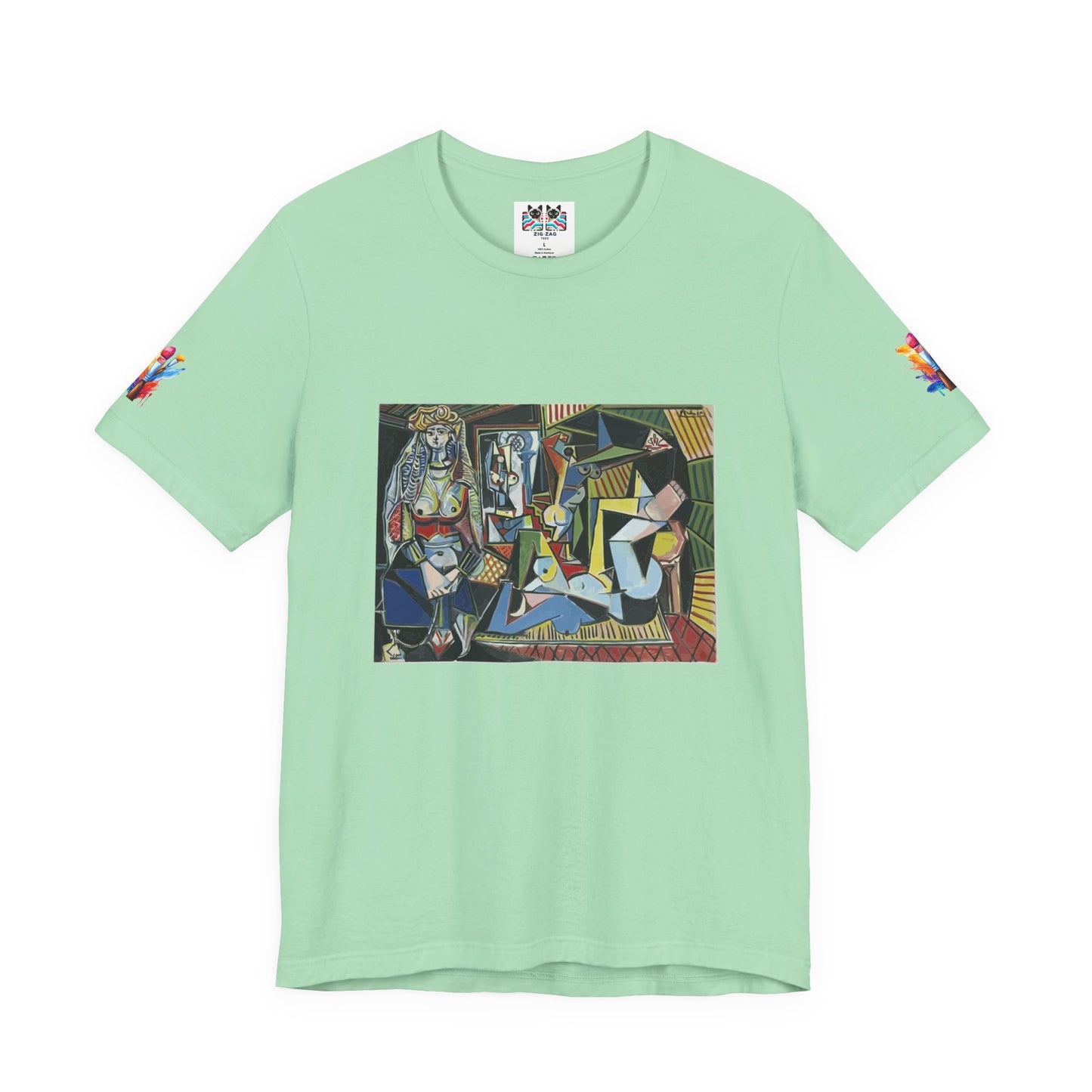 Cubist Masterpiece Art T-Shirt – Geometric Abstract Figures Modernist Painting Graphic Tee